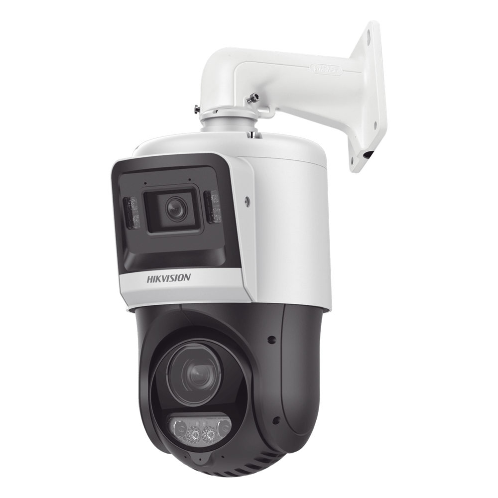 [TandemVu] Domo PTZ IP 4 Megapixel + Cámara Fija 4 Megapixel / 15X Zoom / 100 mts IR + 30 mts Luz Blanca / IP67 / ACUSENSE / PoE+ / 2 Micrófonos Integrados y Bocina / Alerta Audible y Luz Estroboscopica / Alarmas I/O / DARKFIGHTER / Micro SD DS-2SE4C415MWG-E/14(F0)