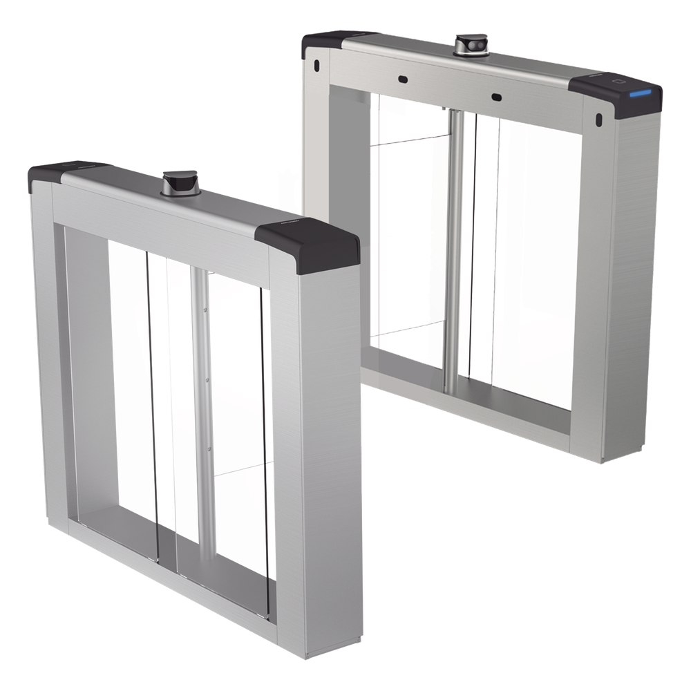 Kit de Torniquetes Swing (Izq+Der) / Reconocimiento Facial y Lectores de Tarjeta Incluidos / Bidireccional / 5,000,000 MCBF / 4 Pares de dToF / Carriles Seleccionables de 65 o 90 cms (aletas de acrilico no incluidas) DS-K6B221TMX-LR