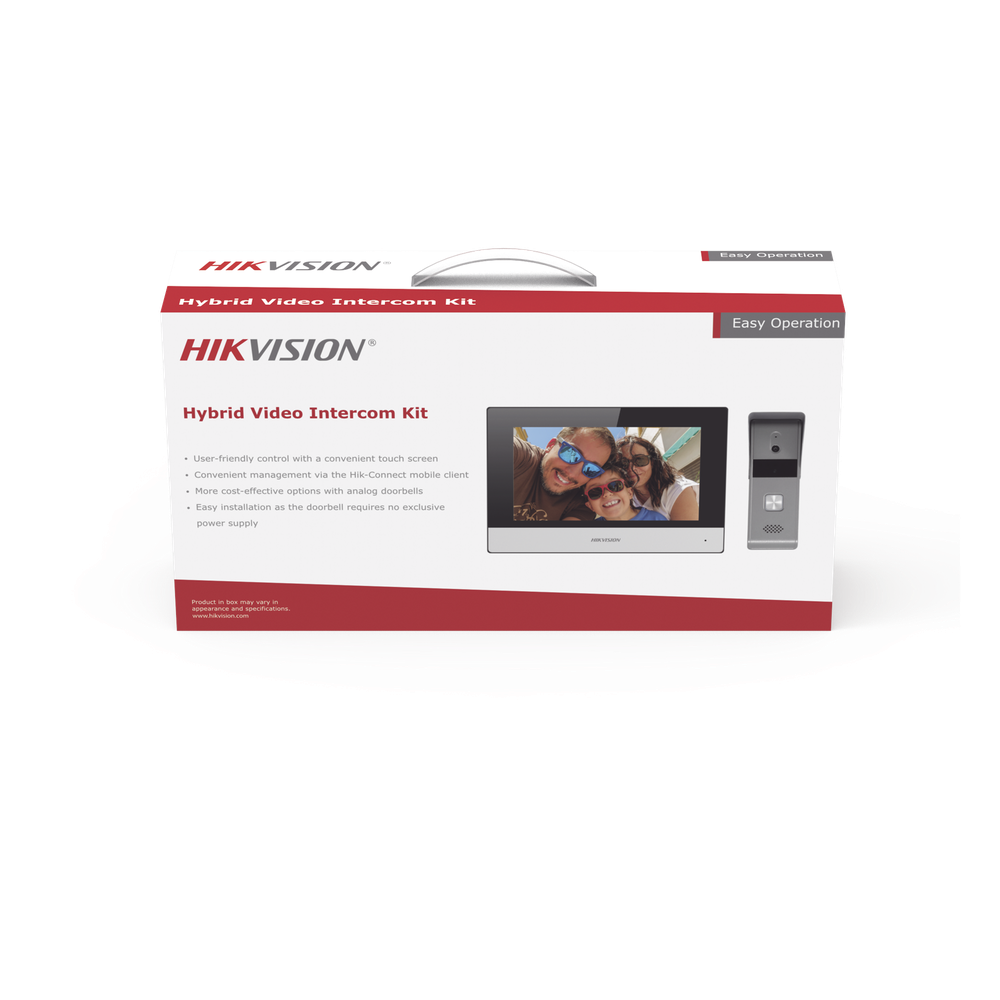 Kit de Videoportero Analógico de Metal / IP a 4 Hilos con Función de Llamada a App Hik-Connect / Monitor se Conecta a Internet por Cable o WiFi y por 4 Hilos al Frente de Calle IP65 / Expandible a Mas Equipos DS-KIS303-P