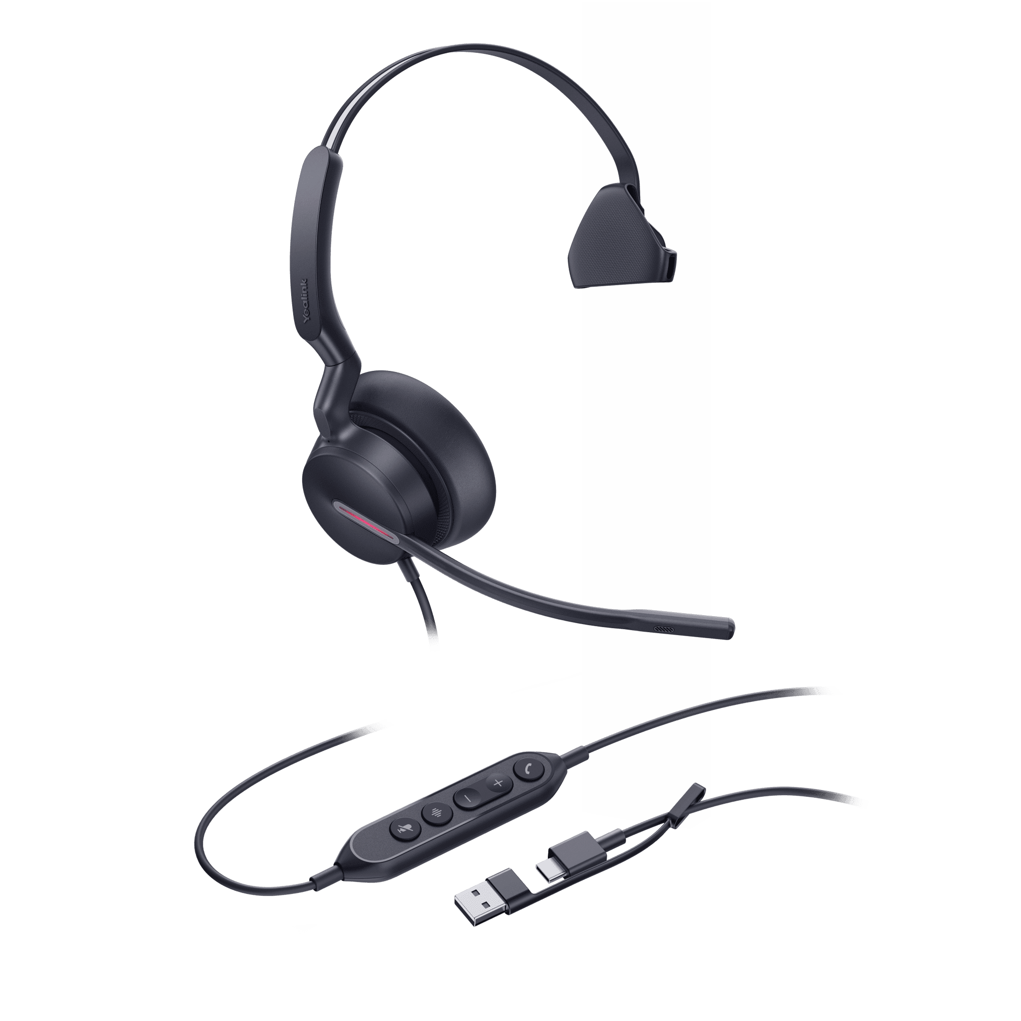 Diadema Alámbrica Yealink UH46 Mono USB-C/A Certificada con Microsoft Teams UH46-MONO-TEAMS-USB-C/A