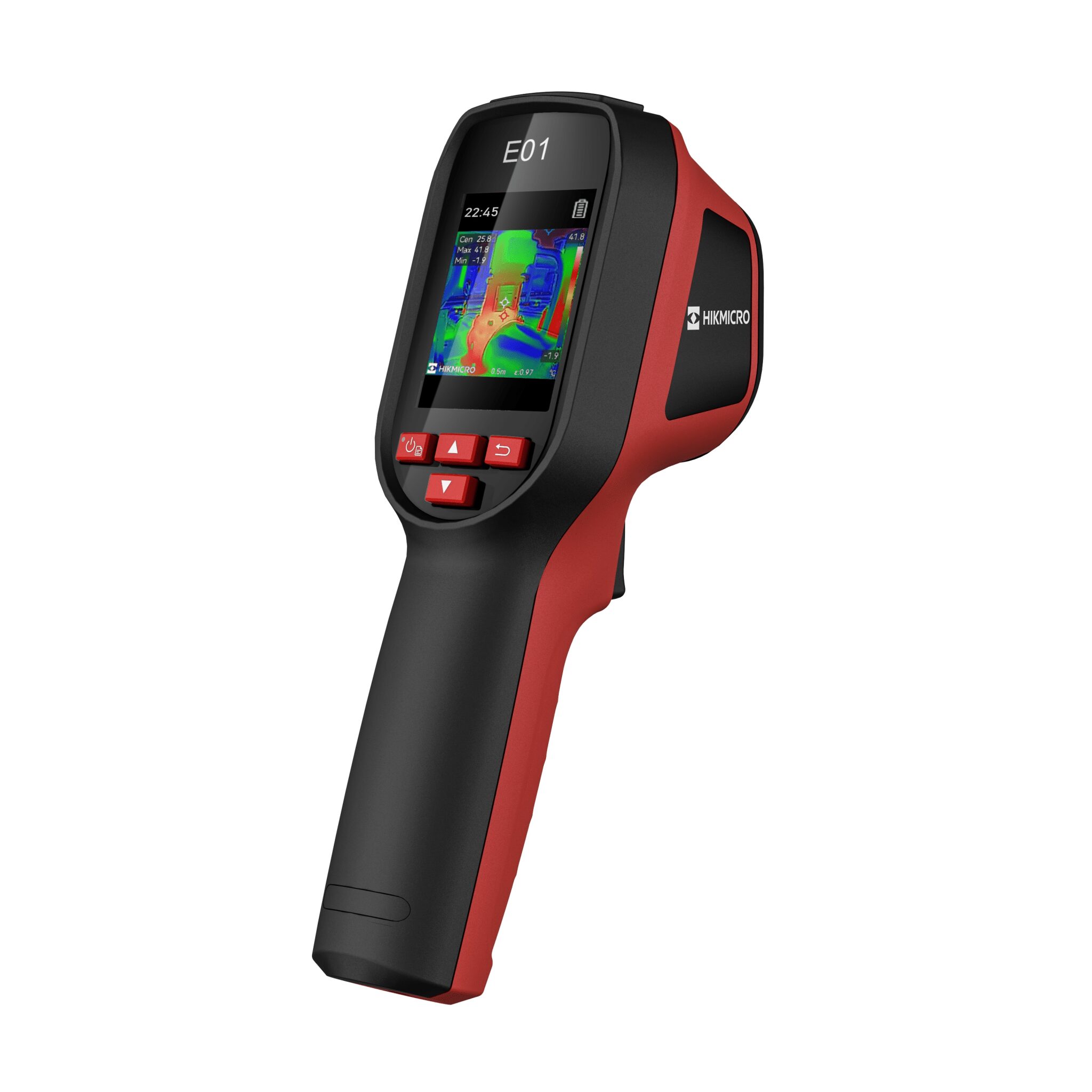 E01 - Cámara Termográfica Portátil Eco Series / SuperIR 240 x 240 / Rango de -20°C a 400°C / Pantalla LCD 2.4" / Modos SuperScene (Fugas, Aislamiento) / Memoria 4GB / Batería 11h HM-E01