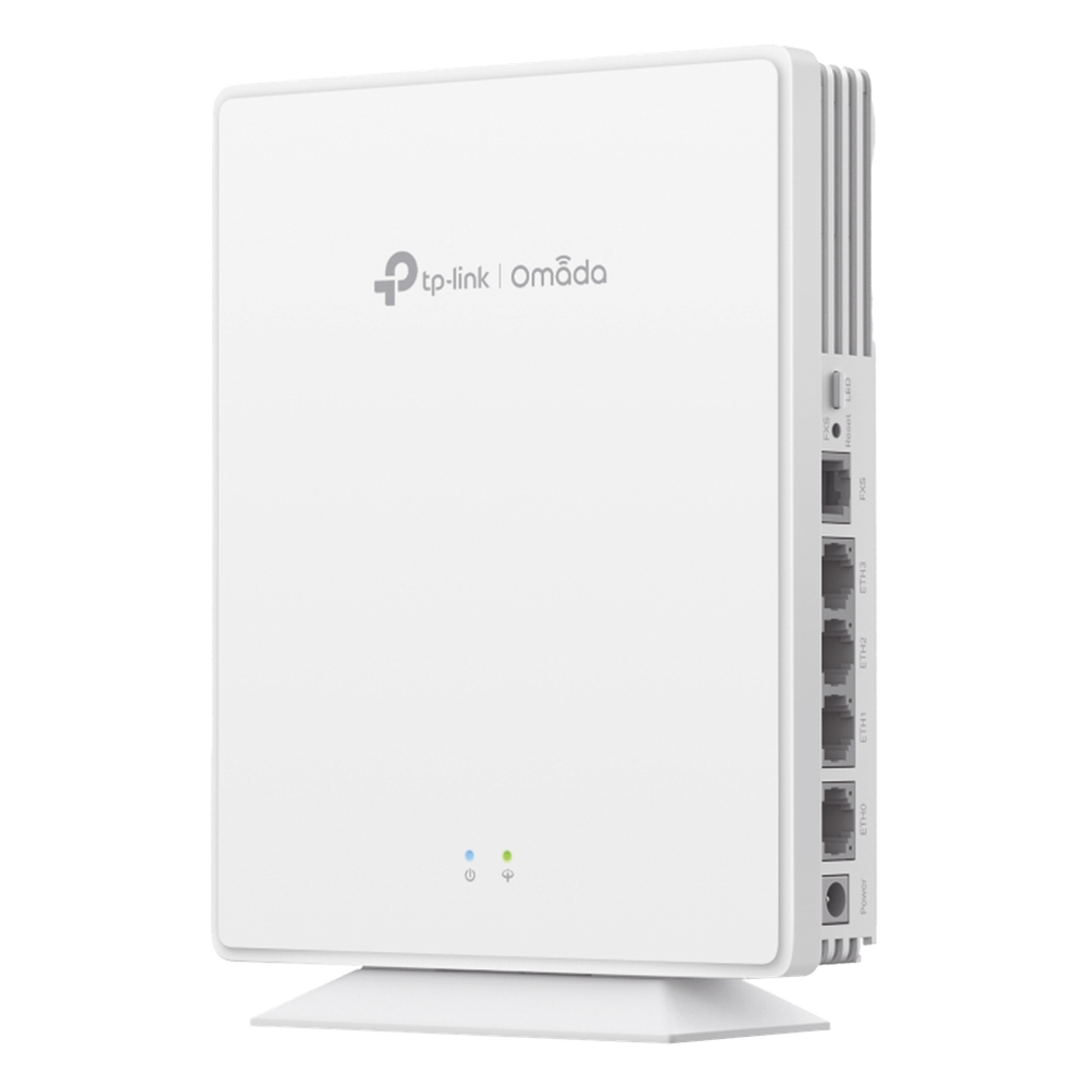 Punto de Acceso GPON Omada / WiFi 6 AX1800 / 1 puerto GPON / 1 Puerto FXS / 4 Puertos 10/100/1000 RJ45 / Wi-Fi 6 AX1800 / Mesh Omada / Configuración por Controlador o Stand-Alone / Para Montaje en Escritorio-Pared EAP610GP-DESKTOP