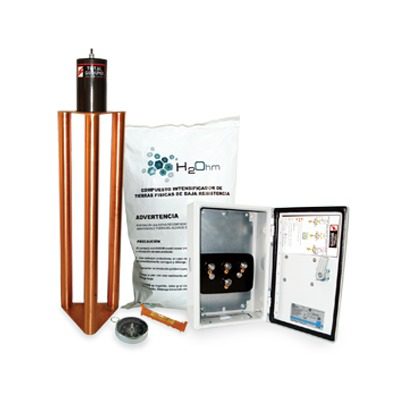 Electrodo de puesta a tierra de 400 A con  Filtro y Compuesto H2Ohm. TG-400K