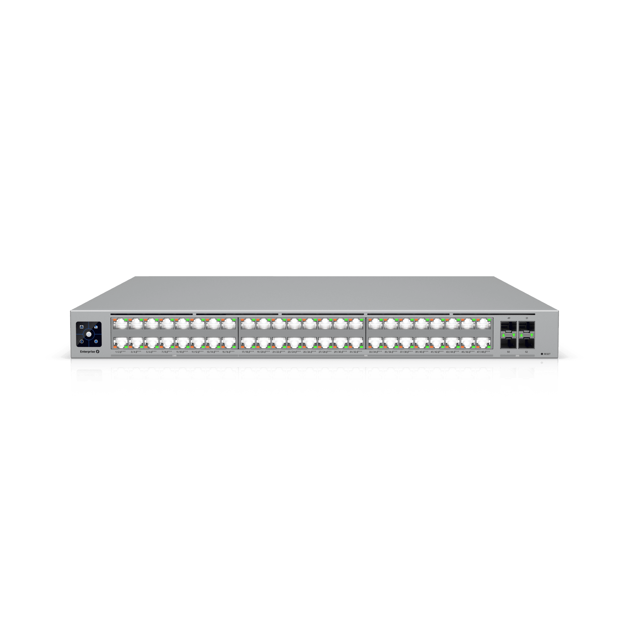 Enterprise Campus 48 PoE, Switch Empresarial Etherlighting™ PoE+++ Capa 3 de 48 Puertos (32 x 10 GbE y 16 x 2.5 GbE) y 4 Puertos SFP28 de 25 G de Alta Disponibilidad ECS-48-POE