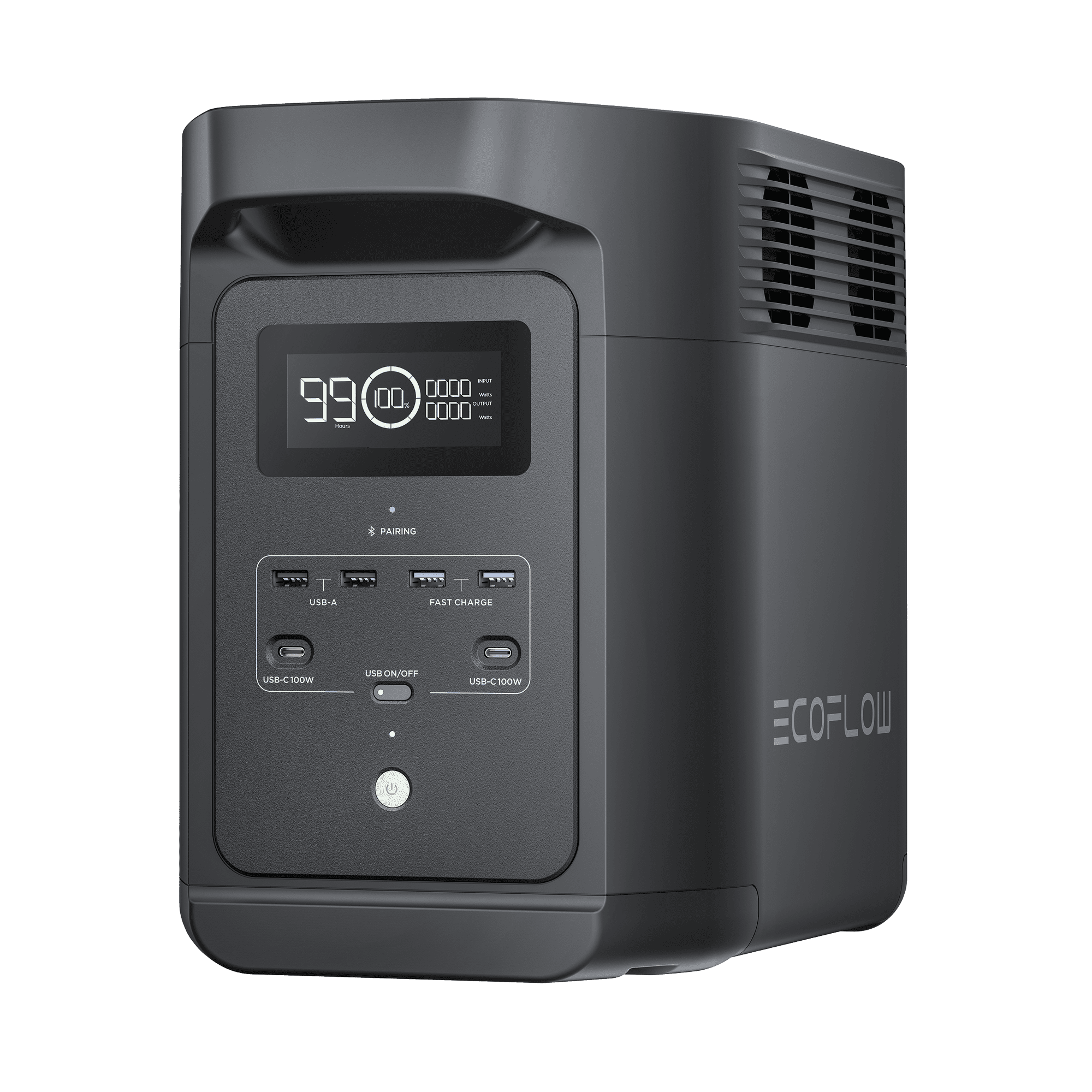 Estación de Energía Portátil de 980Wh Litio LFP / 10 Puertos AC 500 W (Max. 1000W) / 2 USB-C 100W / Cargador de Coche 10A a 12.6V / Conectividad WiFi y Bluetooth (App) / Carga Solar 500W Max. E980