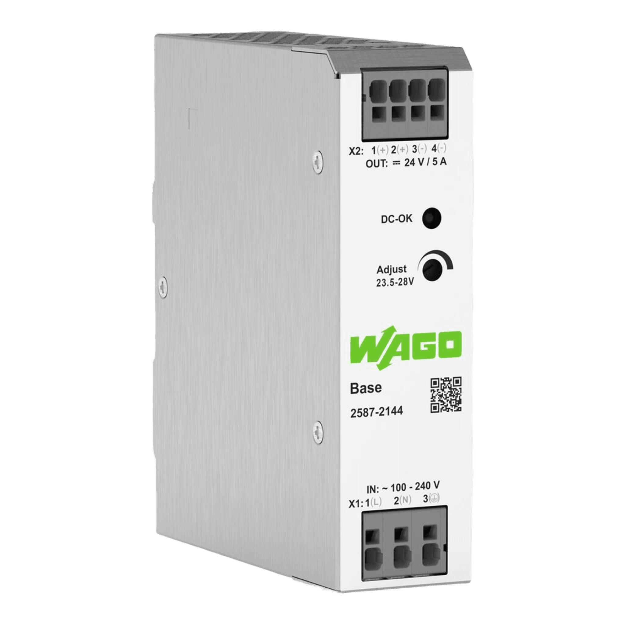 Fuente de Alimentación BASE / 24V DC 5A 120W / Monofásica 100-240V AC / Push-in CAGE CLAMP® / Sincronización Primaria / Conexión Paralelo y Línea / SELV/PELV / IP20 2587-2144