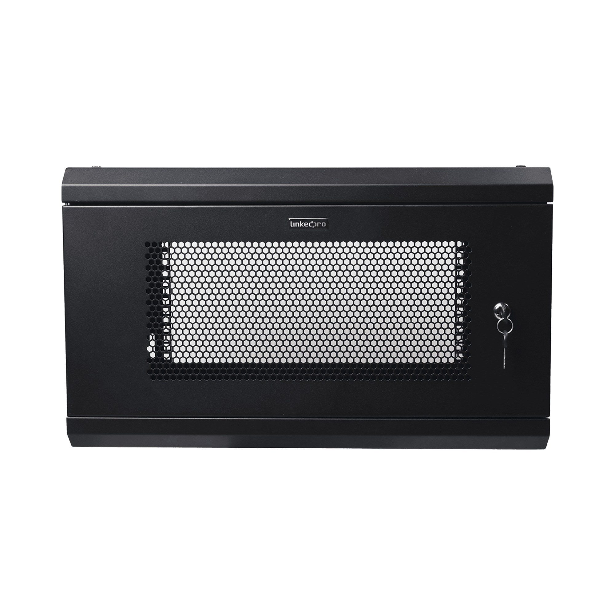 Gabinete de Pared de 6U con Puerta Perforada, 455 mm de Profundidad Total, Rack de 19'', Acero Reforzado Color Negro SR1906LH3P