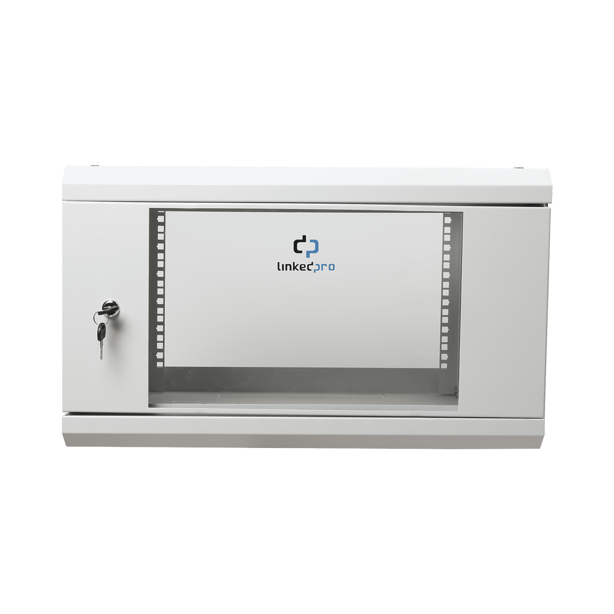 Gabinete de Pared de 6U con Puerta de Cristal Templado, 455 mm de Profundidad Total, Rack de 19'', Acero Reforzado Color Gris Mate SR1906LH3GW