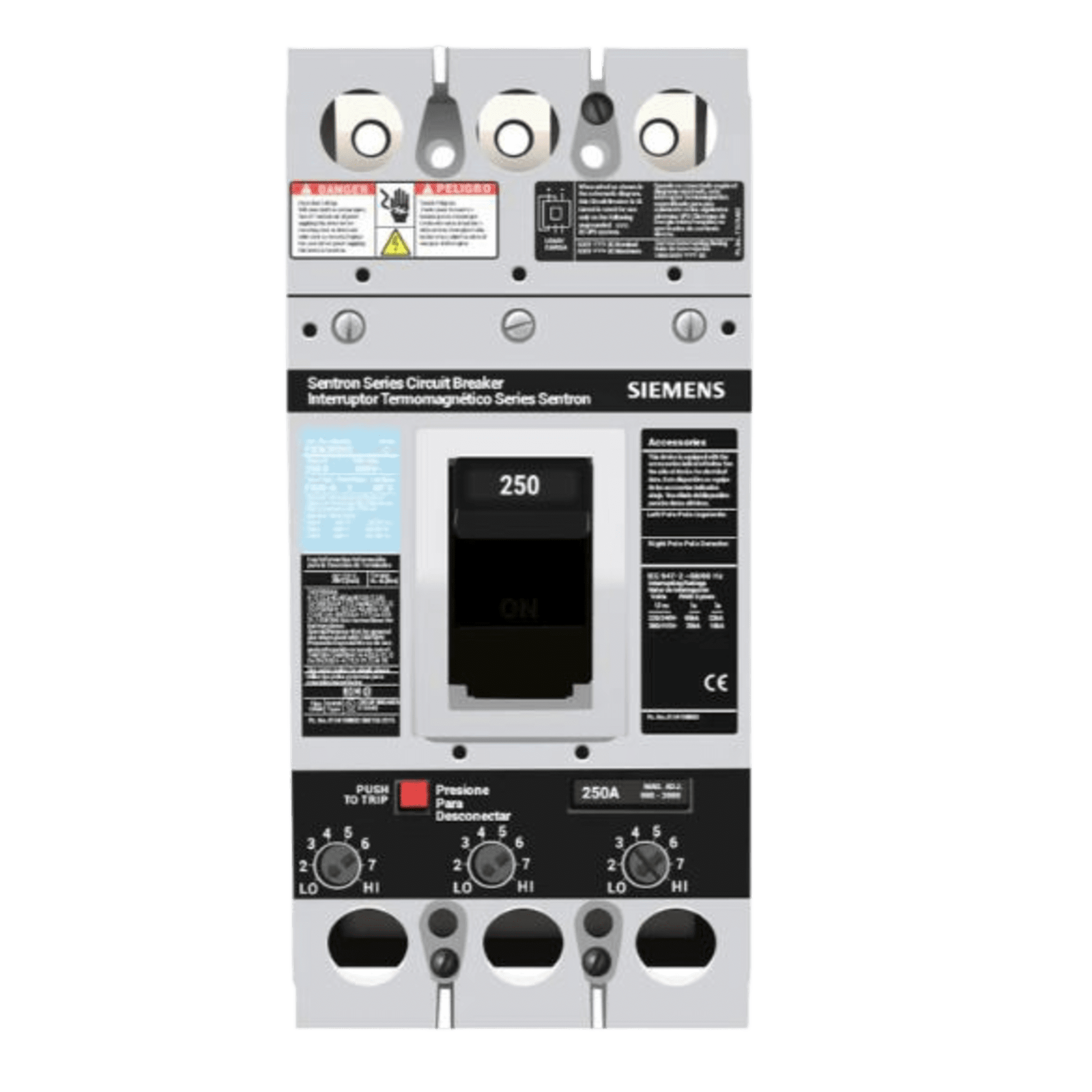 Interruptor Termomagnético 600V 3X250A, Con zapatas principales. FXD63B250L