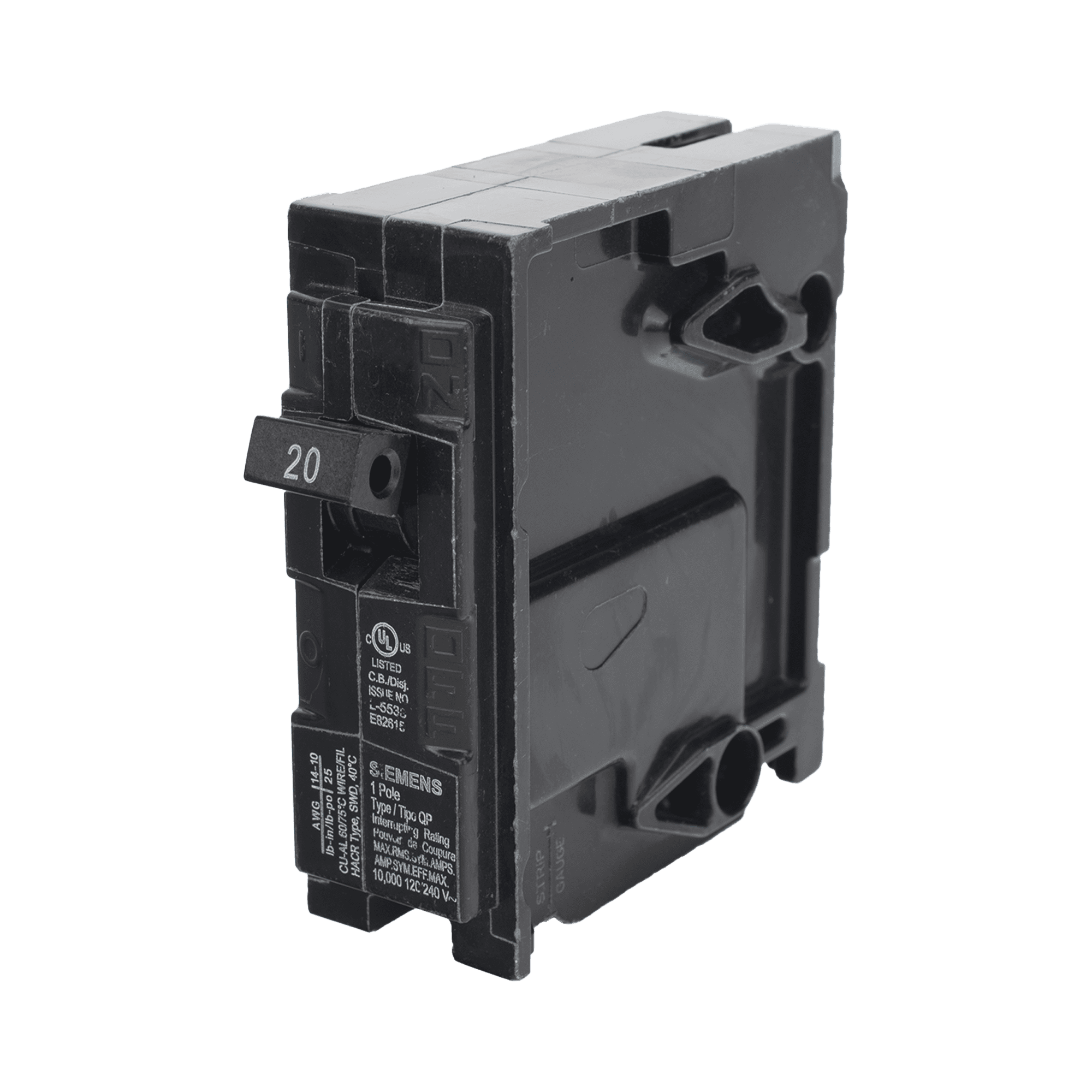 Interruptor automático enchufable tipo QP 1 polos, 20 amp Q120