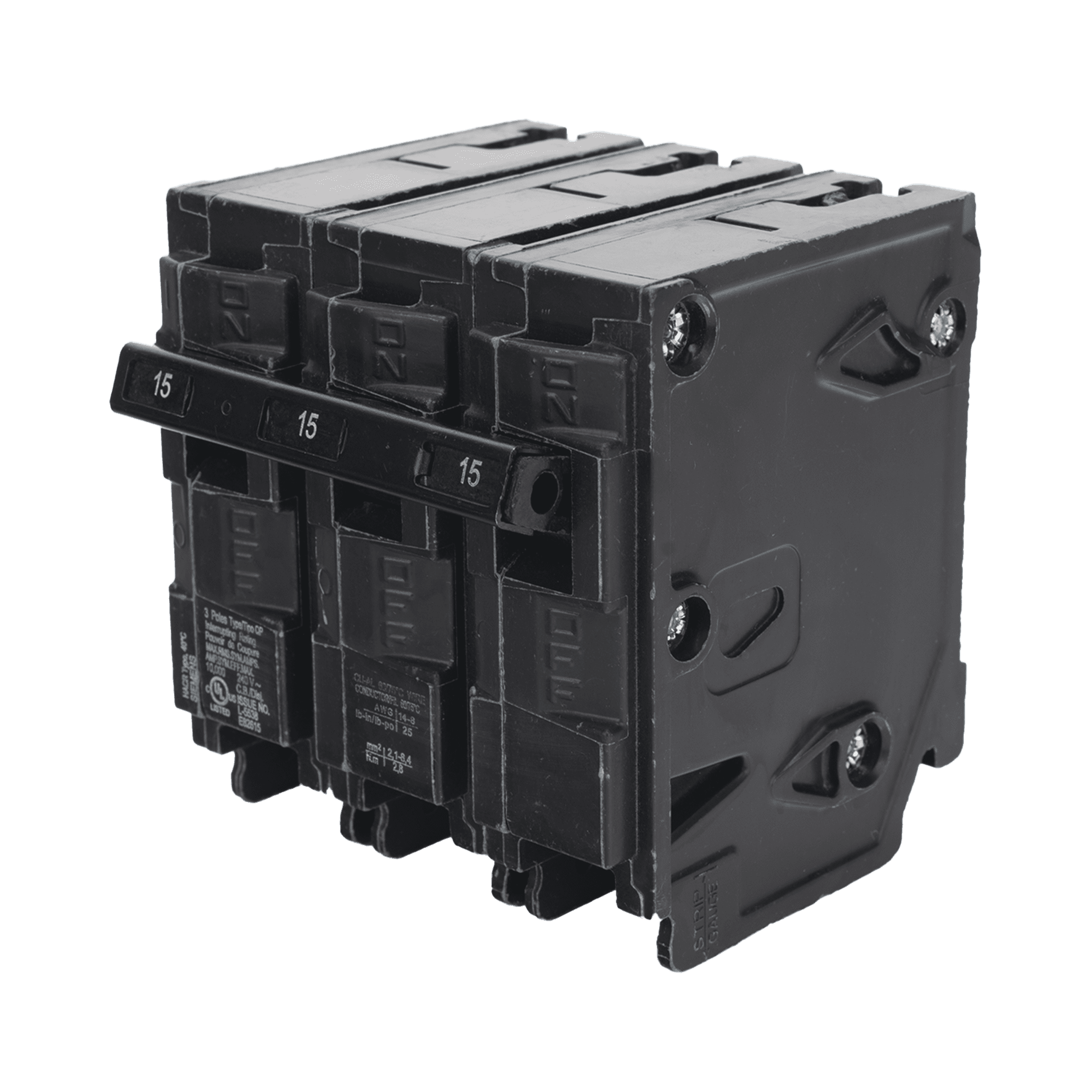 Interruptor automático enchufable tipo QP 3 polos, 15 amp Q315