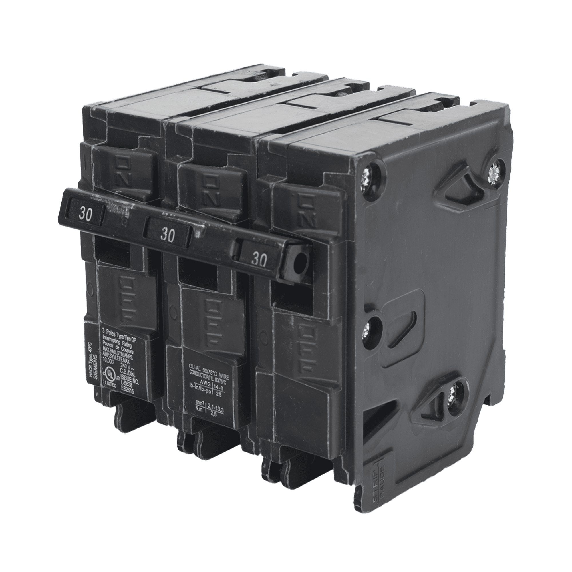 Interruptor automático enchufable tipo QP 3 polos, 30 amp Q330