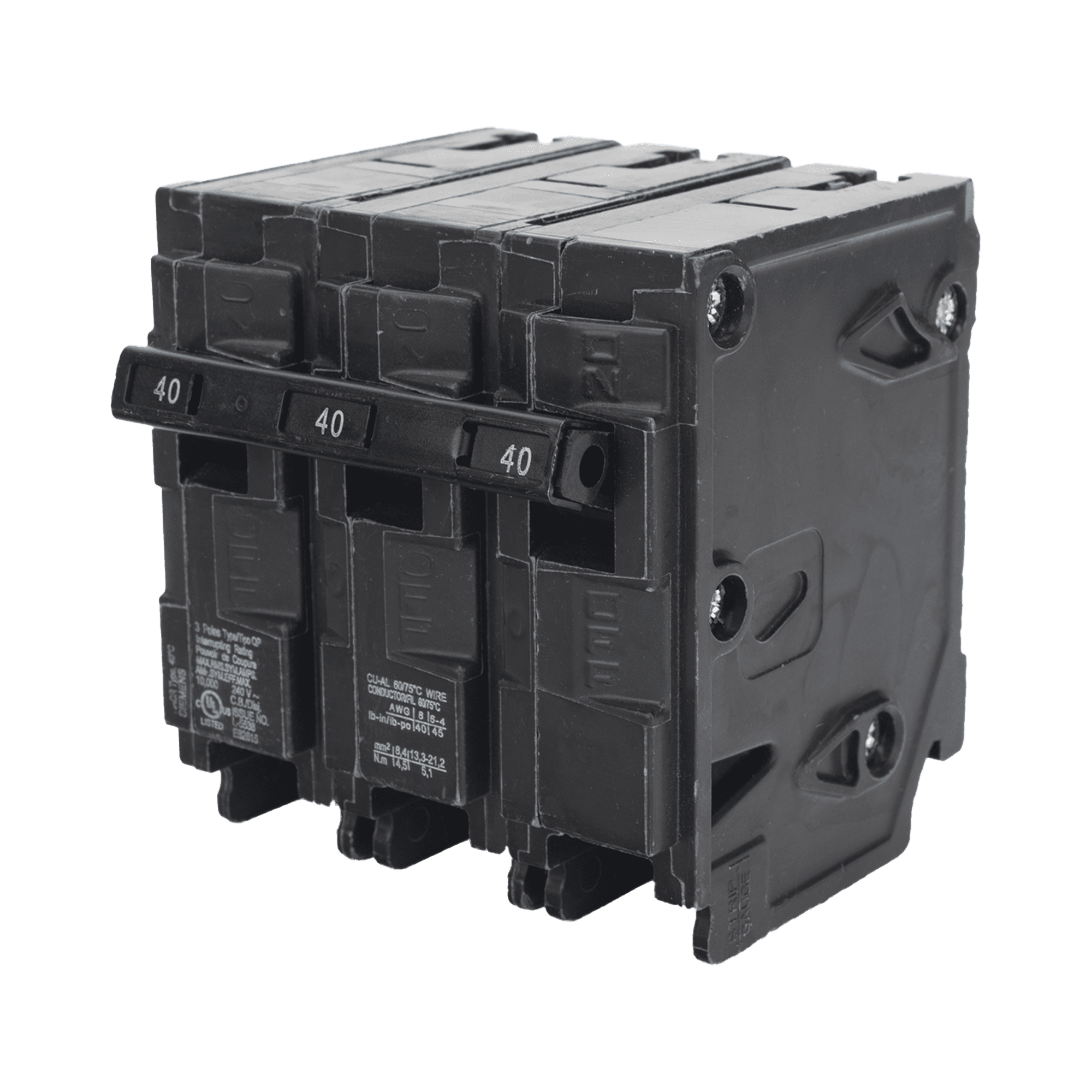 Interruptor automático enchufable tipo QP 3 polos, 40 amp Q340