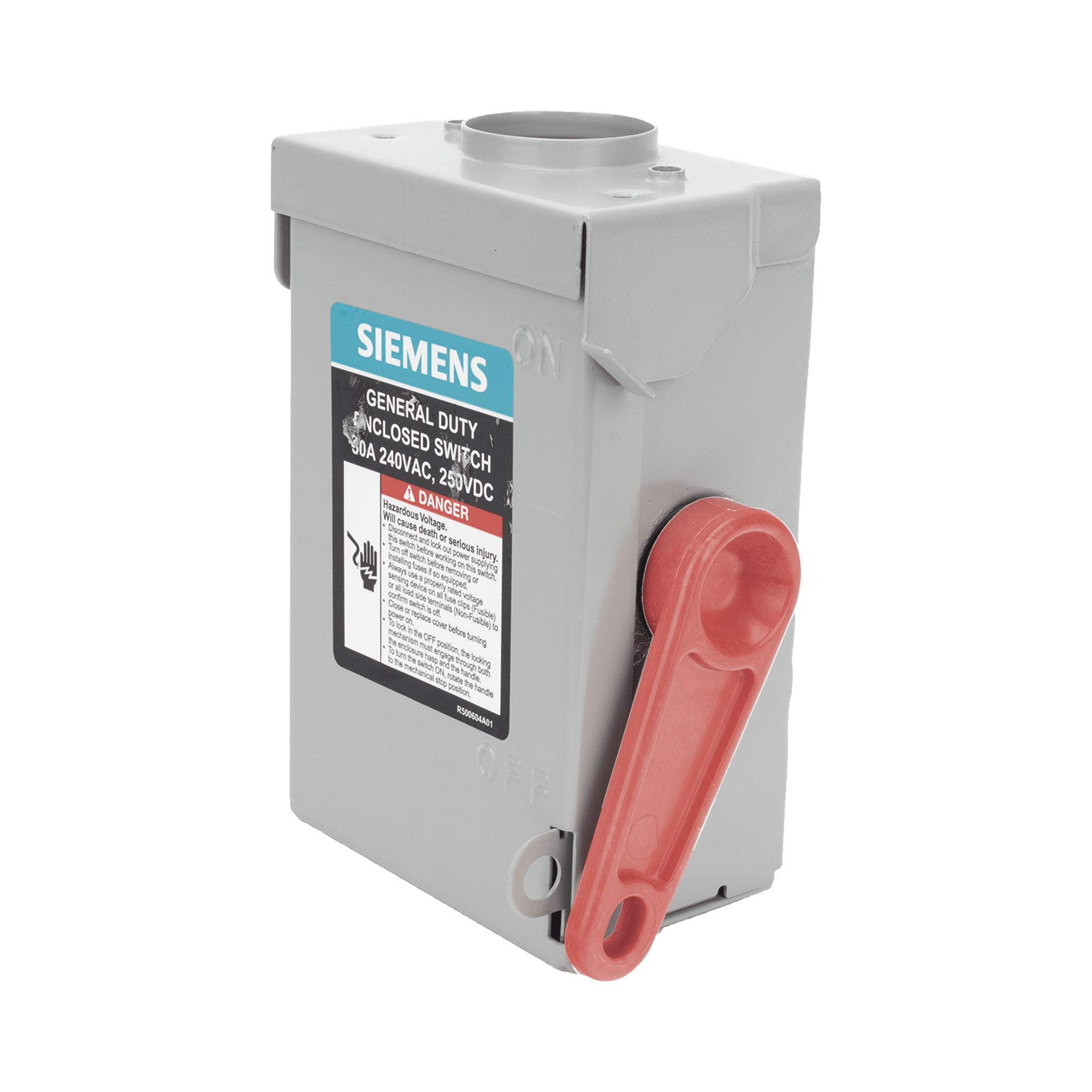 Interruptor de seguridad cerrado de doble ruptura. Interruptor de serie A, 2 polos, 2 hilos sin fusible, uso general. Nema 3R GNF221RA