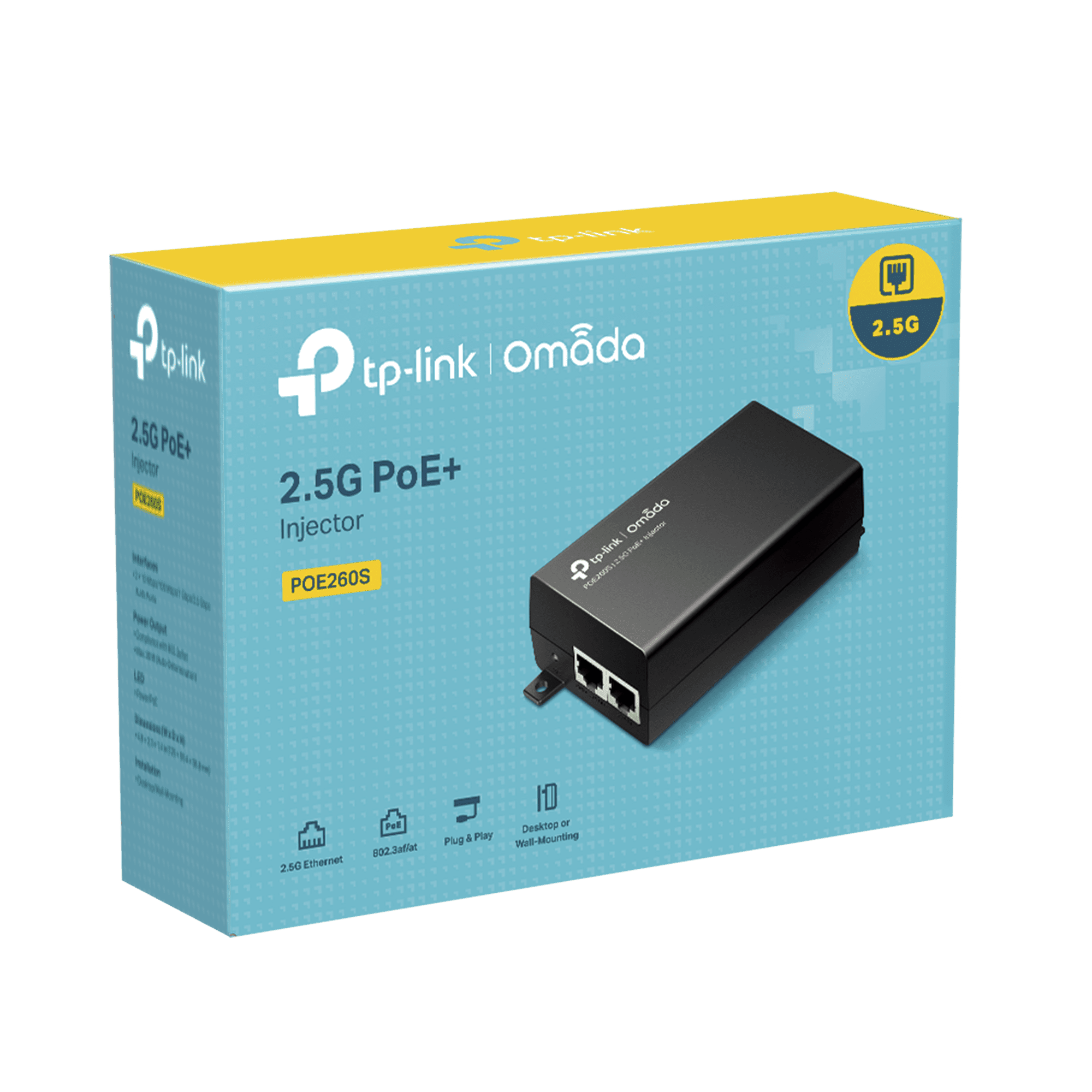 Inyector PoE+ (30W) / Gigabit 802.3 af/at / 2 puertos 10/100/1000 Mbps / Plug and Play / Fuente alimientación Integrada POE260S