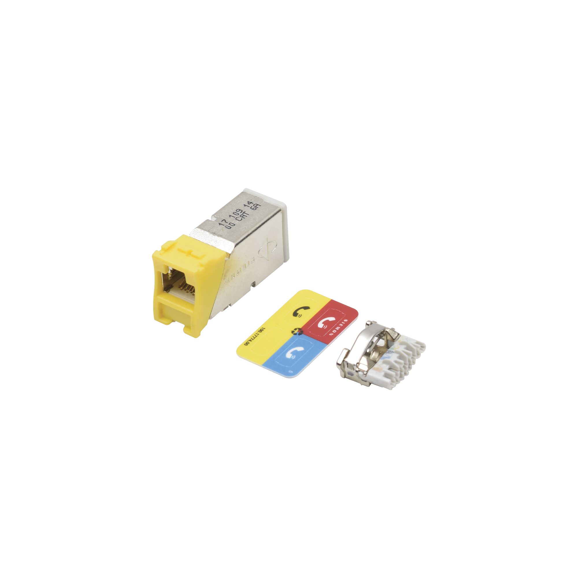 Jack Z-MAX Cat6A, Blindado, Montaje híbrido en Placa de Pared (Plano y Angulado), Color Amarillo Z6A-S05