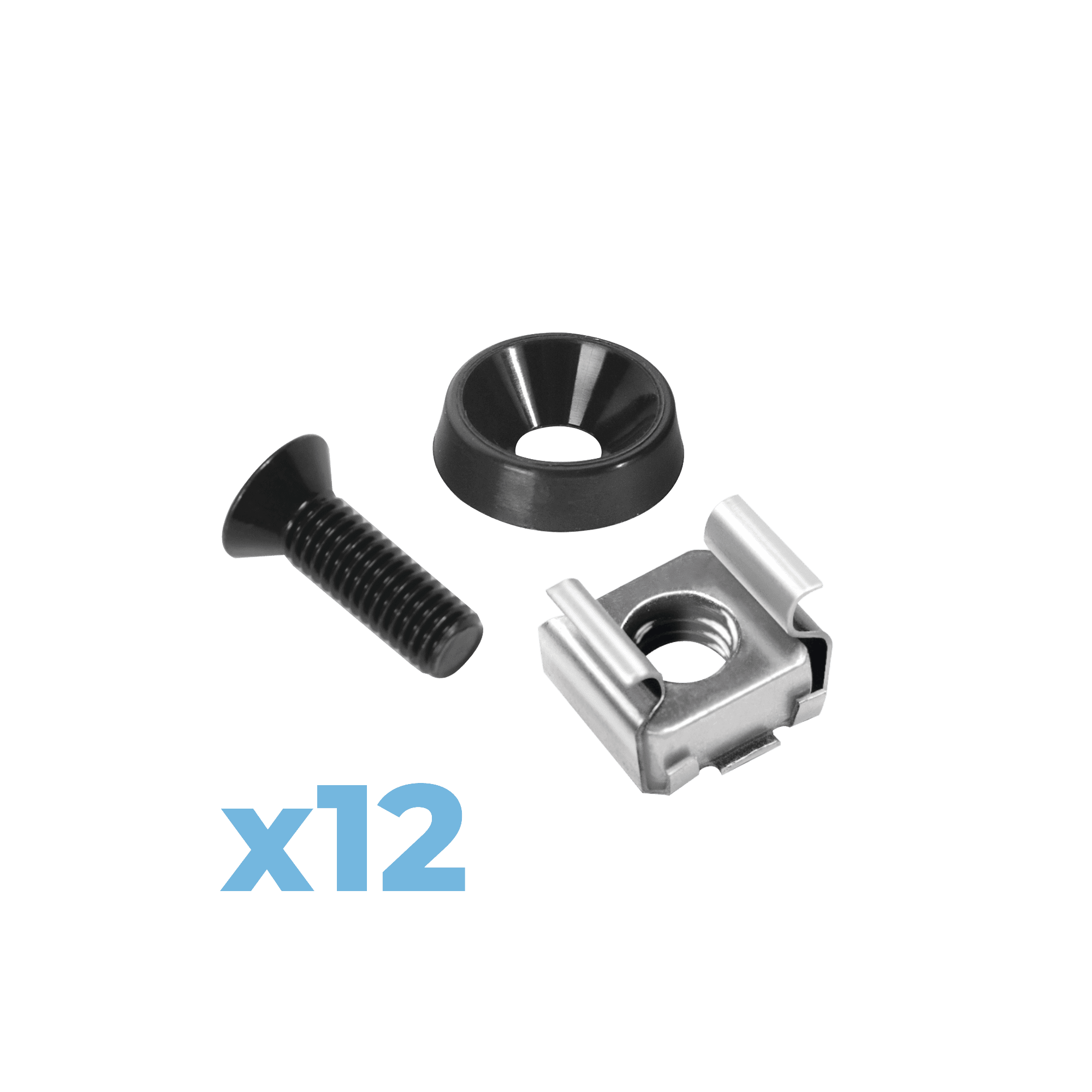 Juego de 12 Tornillos con 12 Arandelas y 12 Tuercas Enjauladas para Rack Linkedpro LP-TAT-12