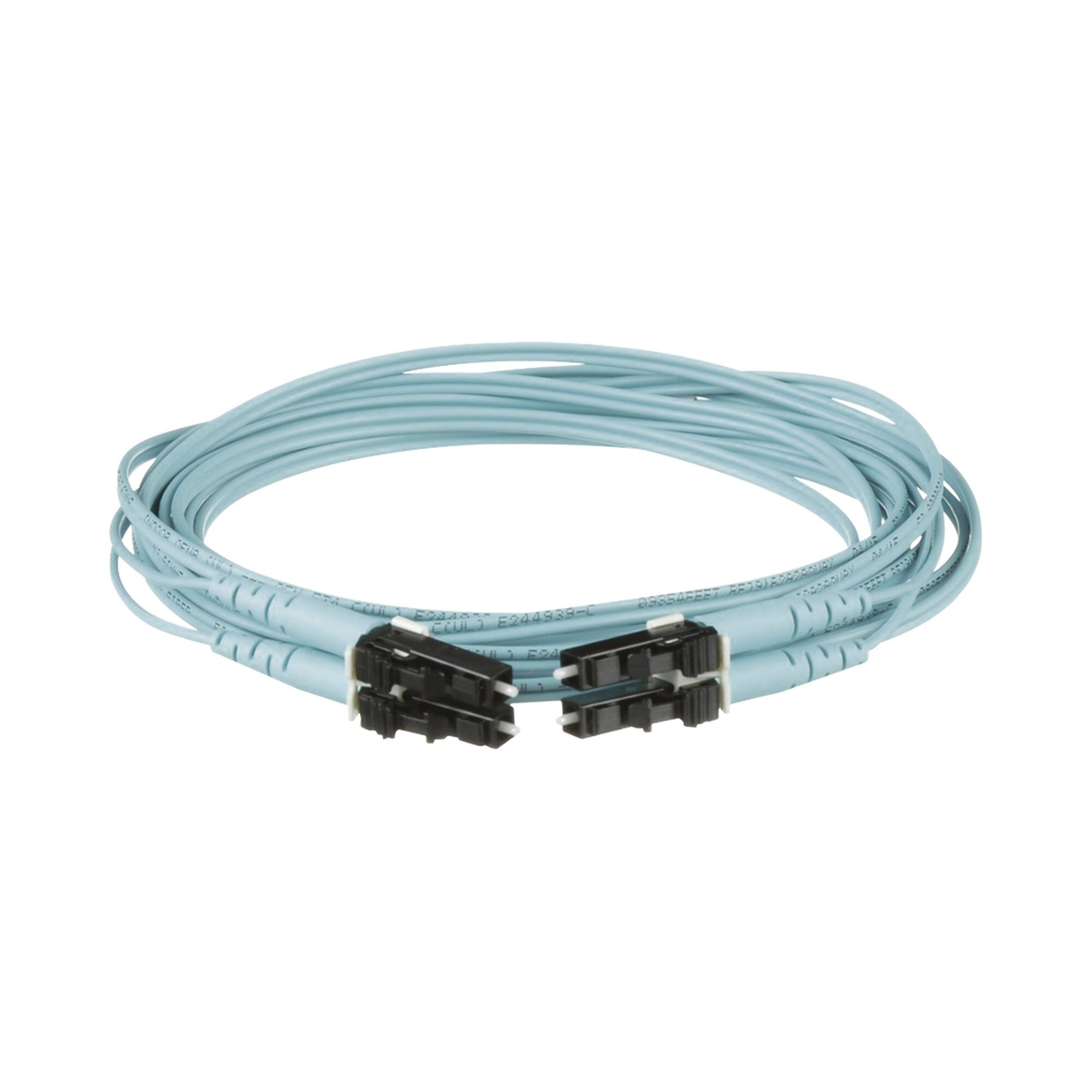 Jumper de Fibra Optica Multimodo 50/125 OM3, LC-LC Duplex, OFNR (Riser), Color Aqua, 4 Metros FX2ERLNLNSNM004
