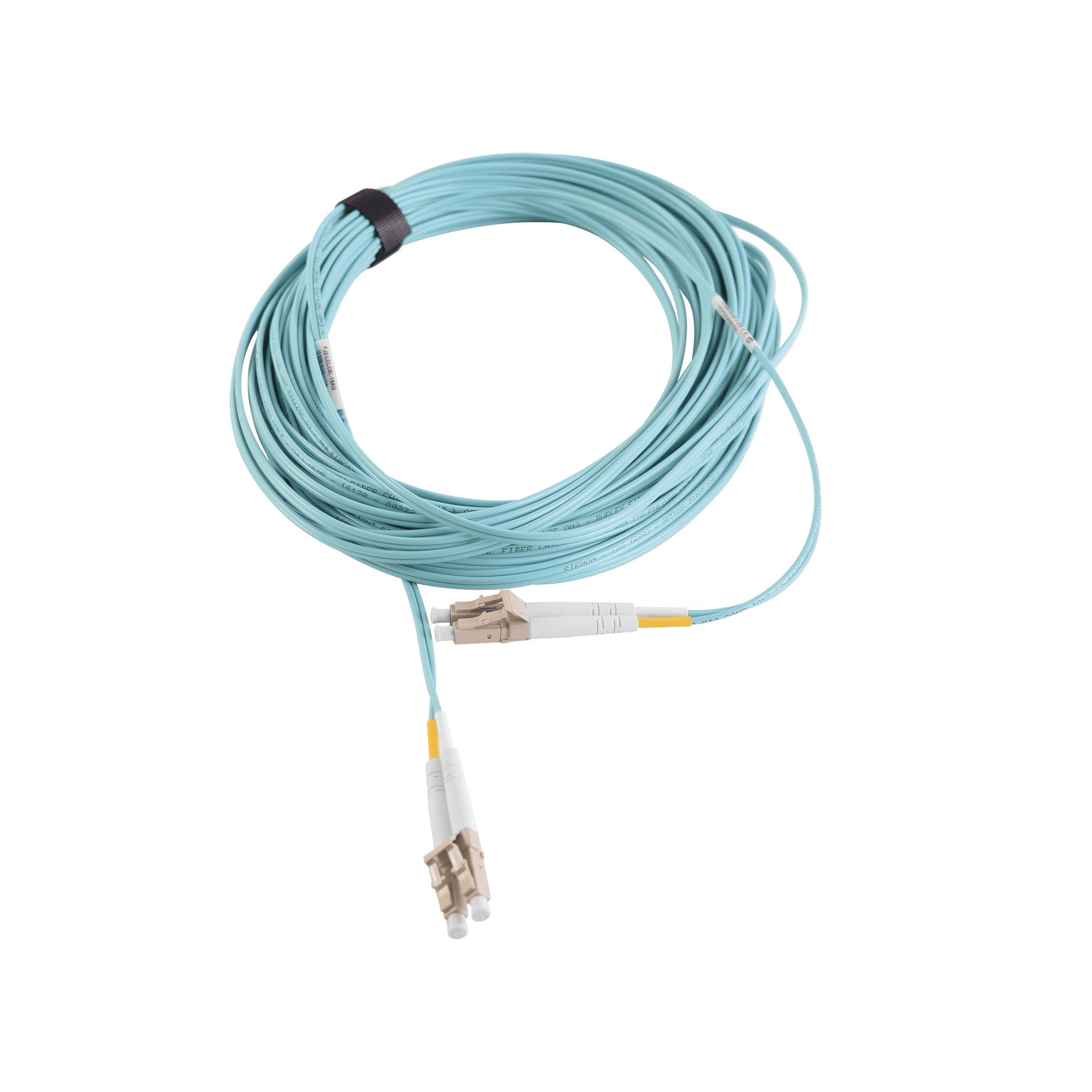 Jumper de Fibra Óptica Multimodo 50/125 XGLO OM3, LC-LC Duplex, OFNR, Color Aqua, 10 Metros FJ2-LCLC5L-10AQ