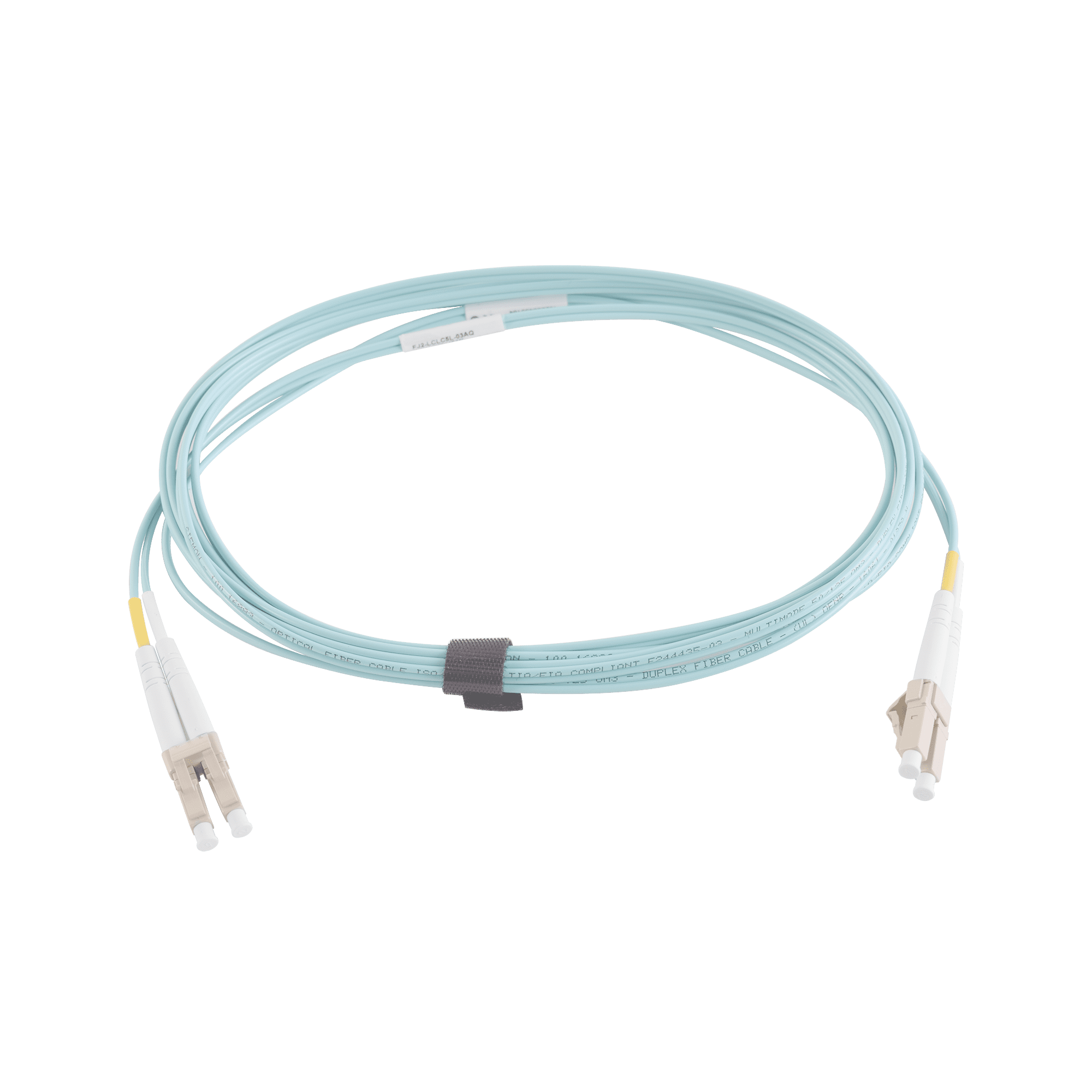 Jumper de Fibra Óptica Multimodo 50/125 XGLO OM3, LC-LC Duplex, OFNR, Color Aqua, 3 Metros FJ2-LCLC5L-03AQ