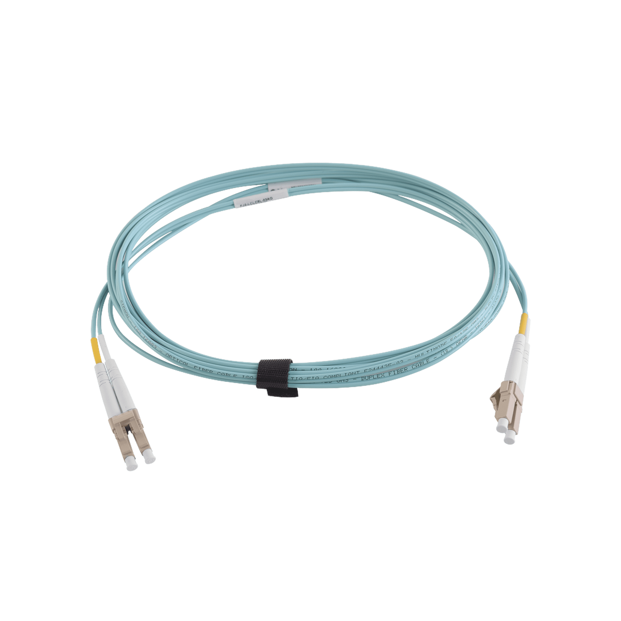 Jumper de Fibra Óptica Multimodo 50/125 XGLO OM3, LC-LC Duplex, OFNR, Color Aqua, 5 Metros FJ2-LCLC5L-05AQ