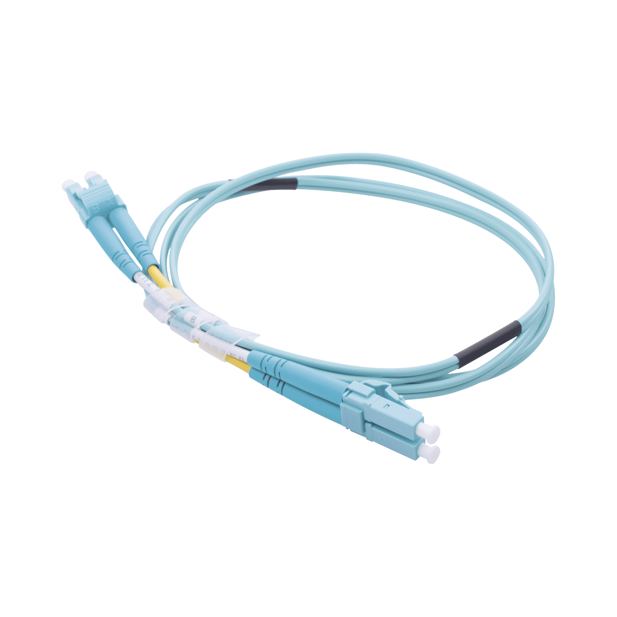 Jumper de Fibra Óptica Multimodo OM3 50/125 LC-LC OFNR (Riser), 2.0 mm, Dúplex, Aqua, 1 metro LP-FOM3-LCLC-R01