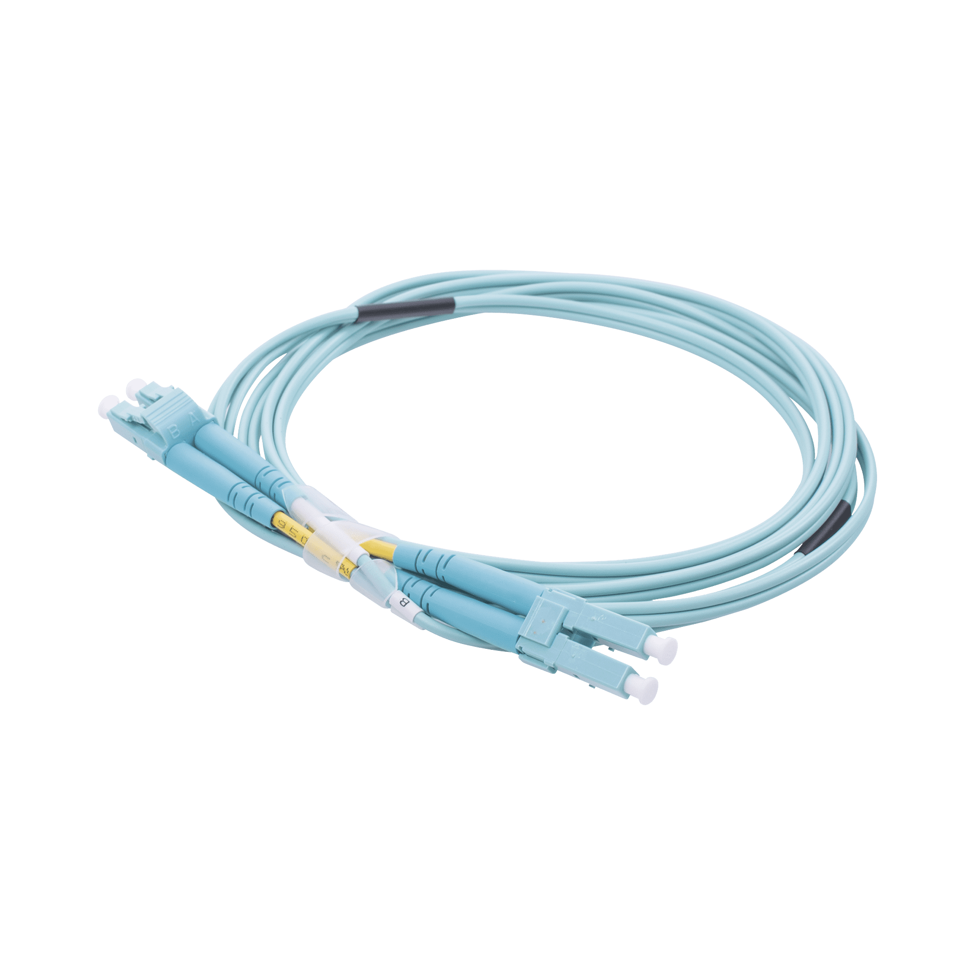 Jumper de Fibra Óptica Multimodo OM3 50/125 LC-LC OFNR (Riser), 2.0 mm, Dúplex, Aqua, 2 metros LP-FOM3-LCLC-R02
