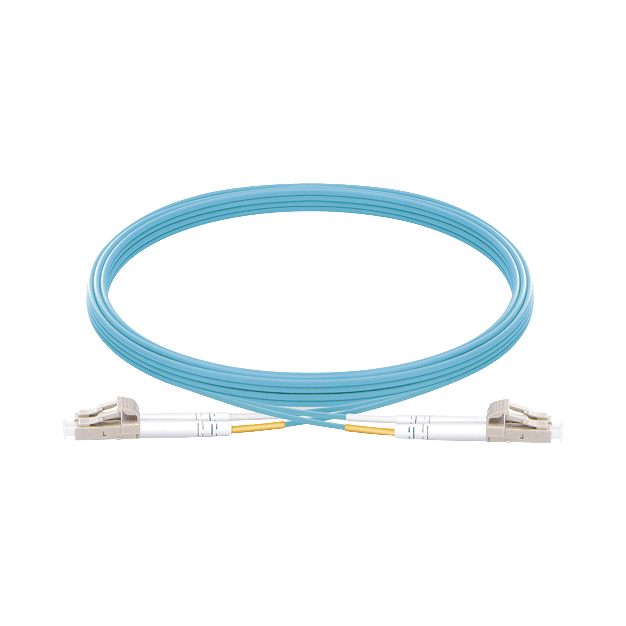 Jumper de Fibra Óptica Multimodo OM3 50/125 LC-LC OFNR (Riser), 2.0 mm, Dúplex, Aqua, 5 metros LP-FOM3-LCLC-R05