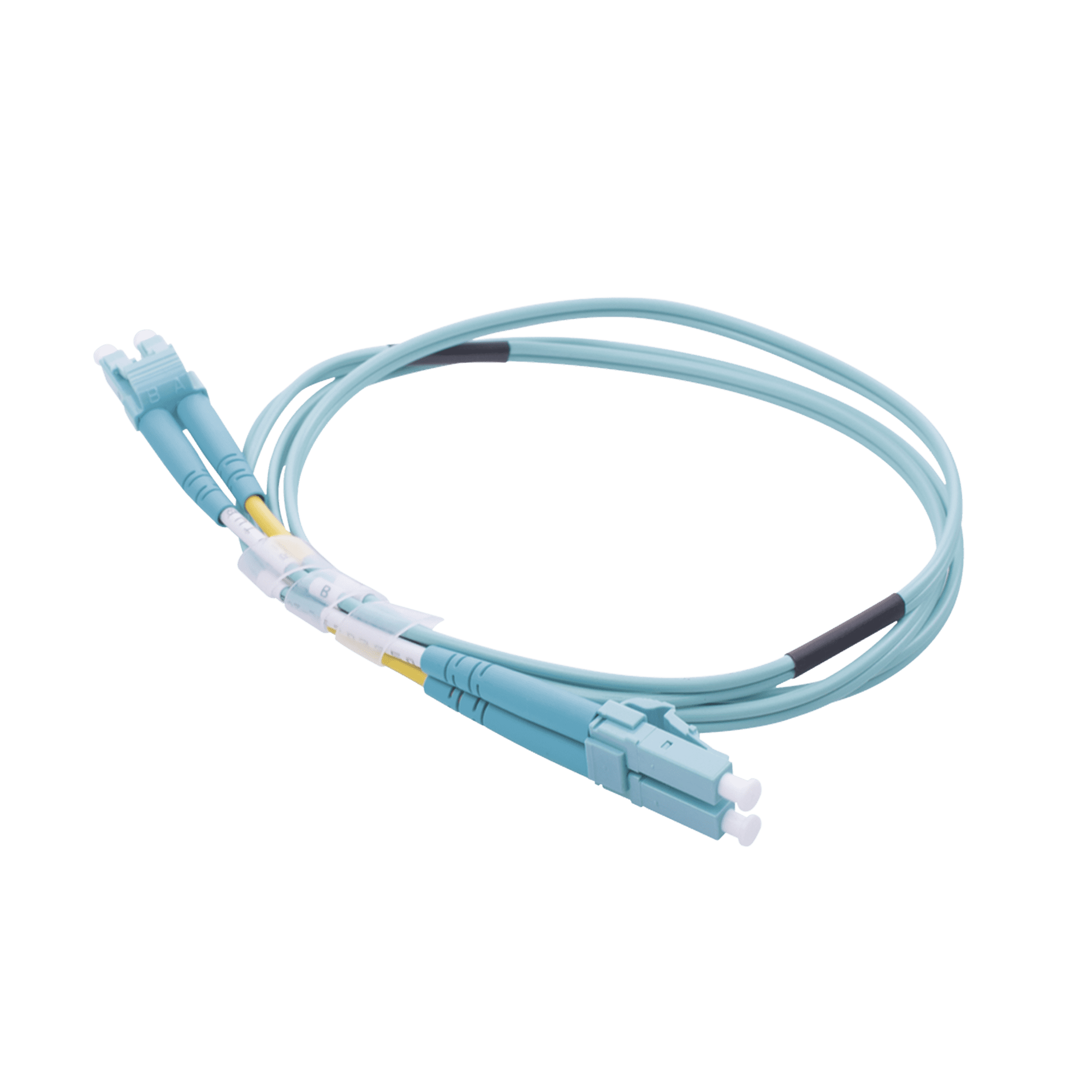 Jumper de Fibra Óptica Multimodo OM4 50/125 LC-LC OFNR (Riser), 2.0 mm, Dúplex, Aqua, 1 metro LP-FOM4-LCLC-R01