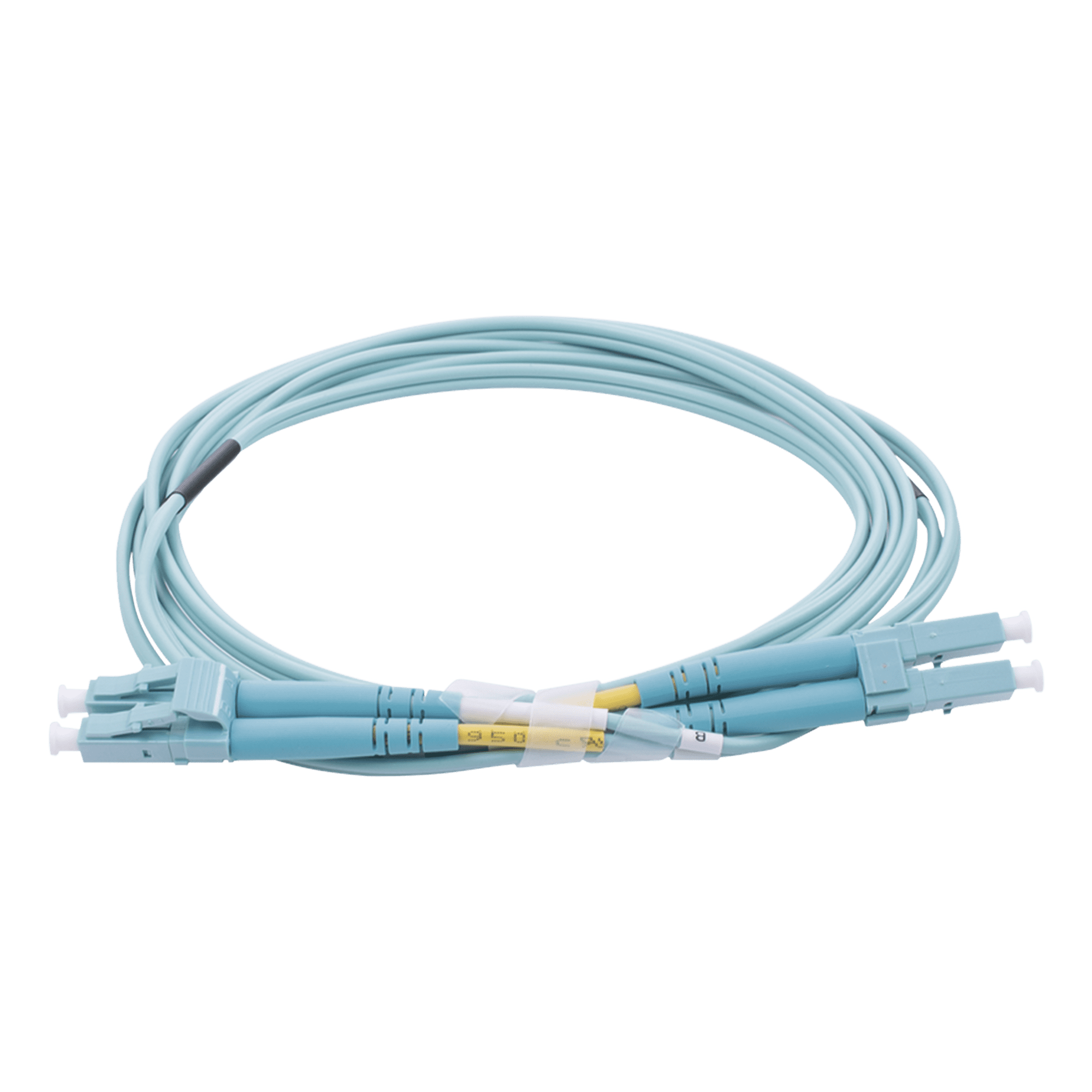 Jumper de Fibra Óptica Multimodo OM4 50/125 LC-LC OFNR (Riser), 2.0 mm, Dúplex, Aqua, 2 metros LP-FOM4-LCLC-R02