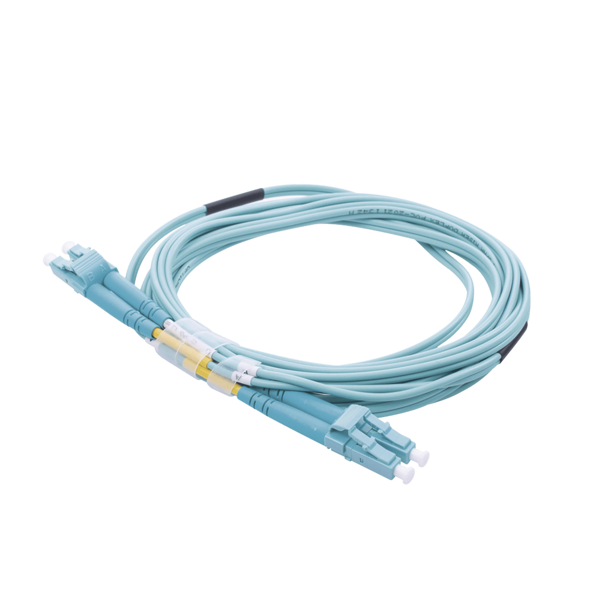 Jumper de Fibra Óptica Multimodo OM4 50/125 LC-LC OFNR (Riser), 2.0 mm, Dúplex, Aqua, 3 metros LP-FOM4-LCLC-R03