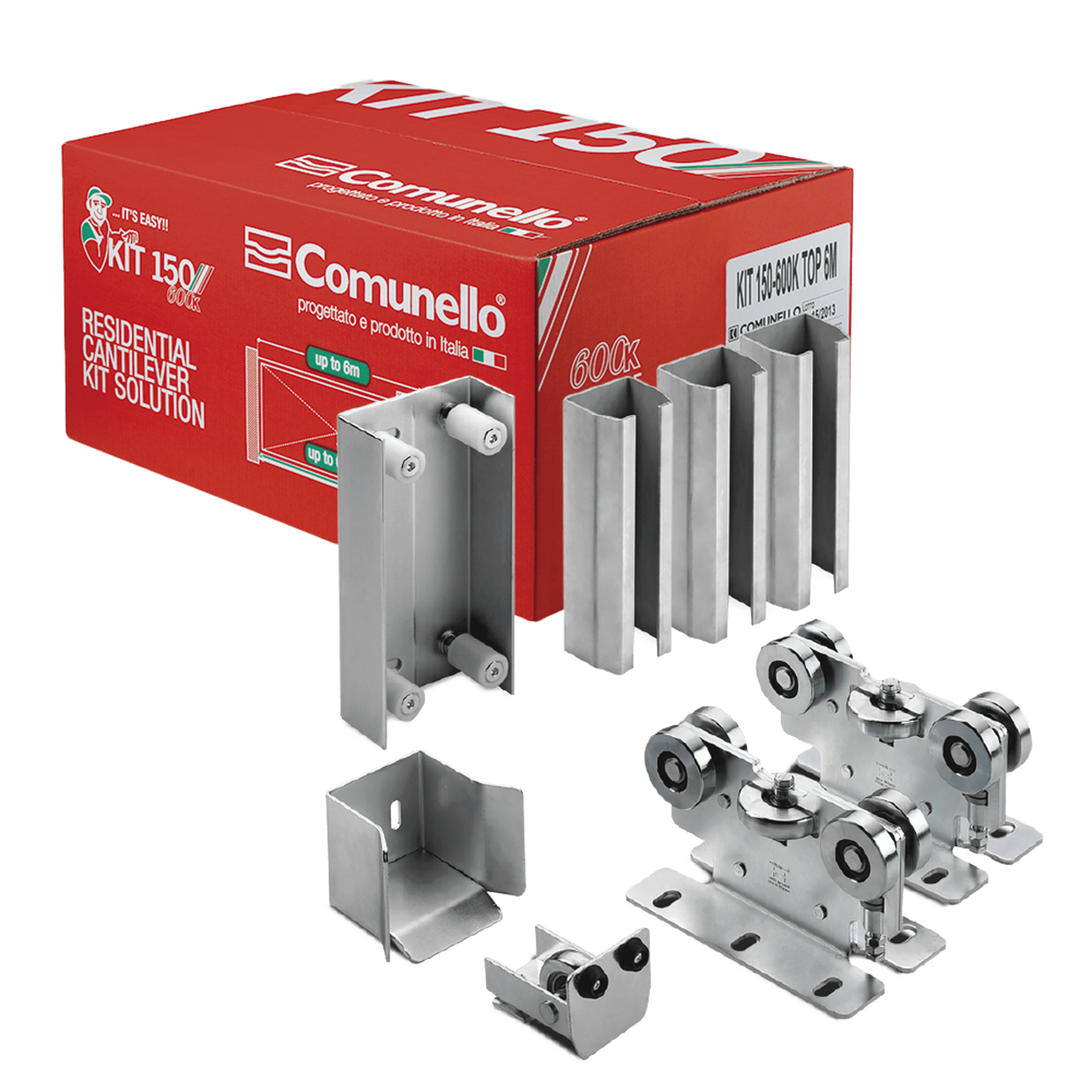 KIT para puertas autoportantes de hasta 3 m y 600 kg con guia para puertas corredizas 19912325