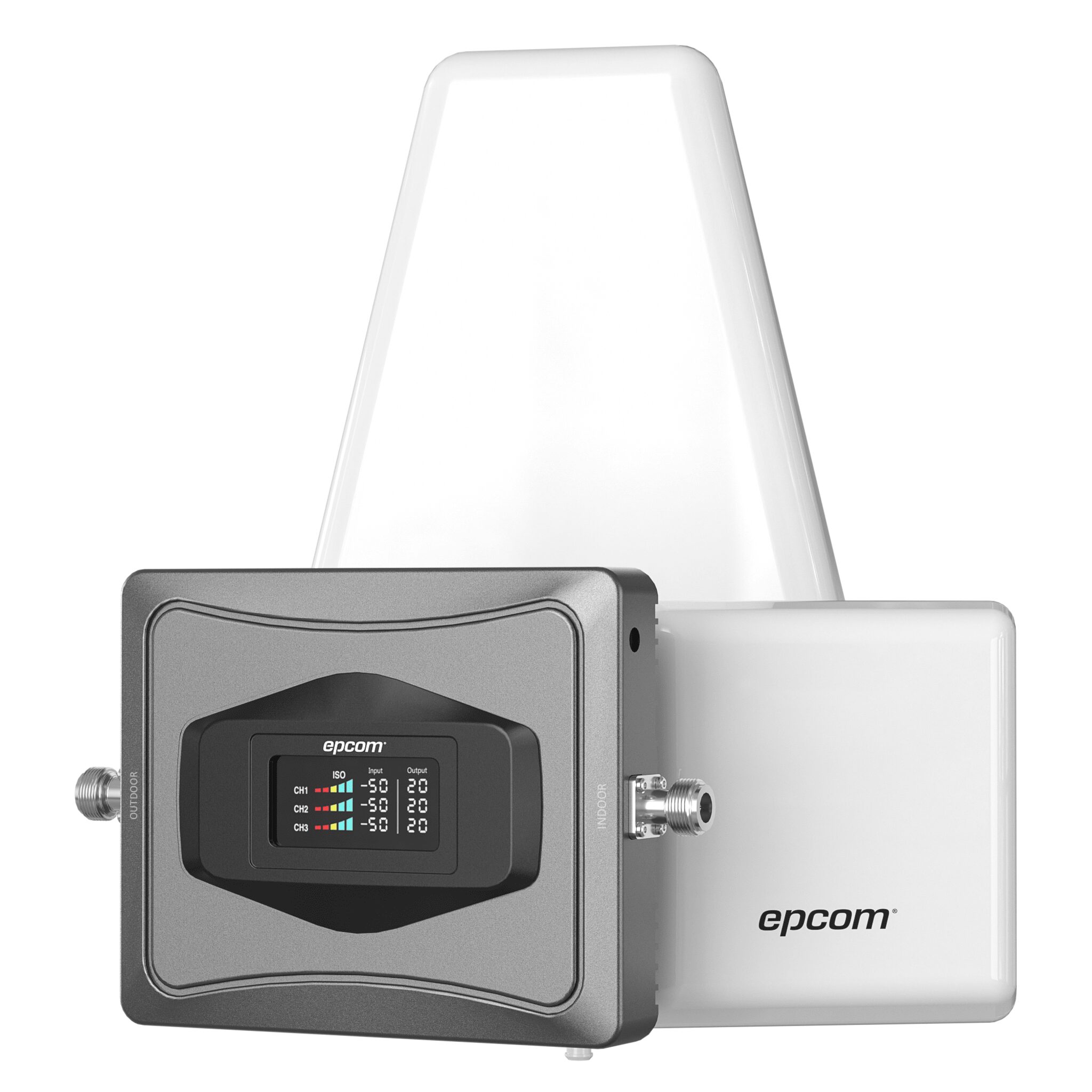 Kit Amplificador de Señal Celular 4G / Mejora las llamadas convencionales y VoLTE / Soporta los datos de las tecnologías 2G, 3G y 4G de TELCEL, AT&T y MOVISTAR / Cubre hasta 600 m2. EPTB4GV3