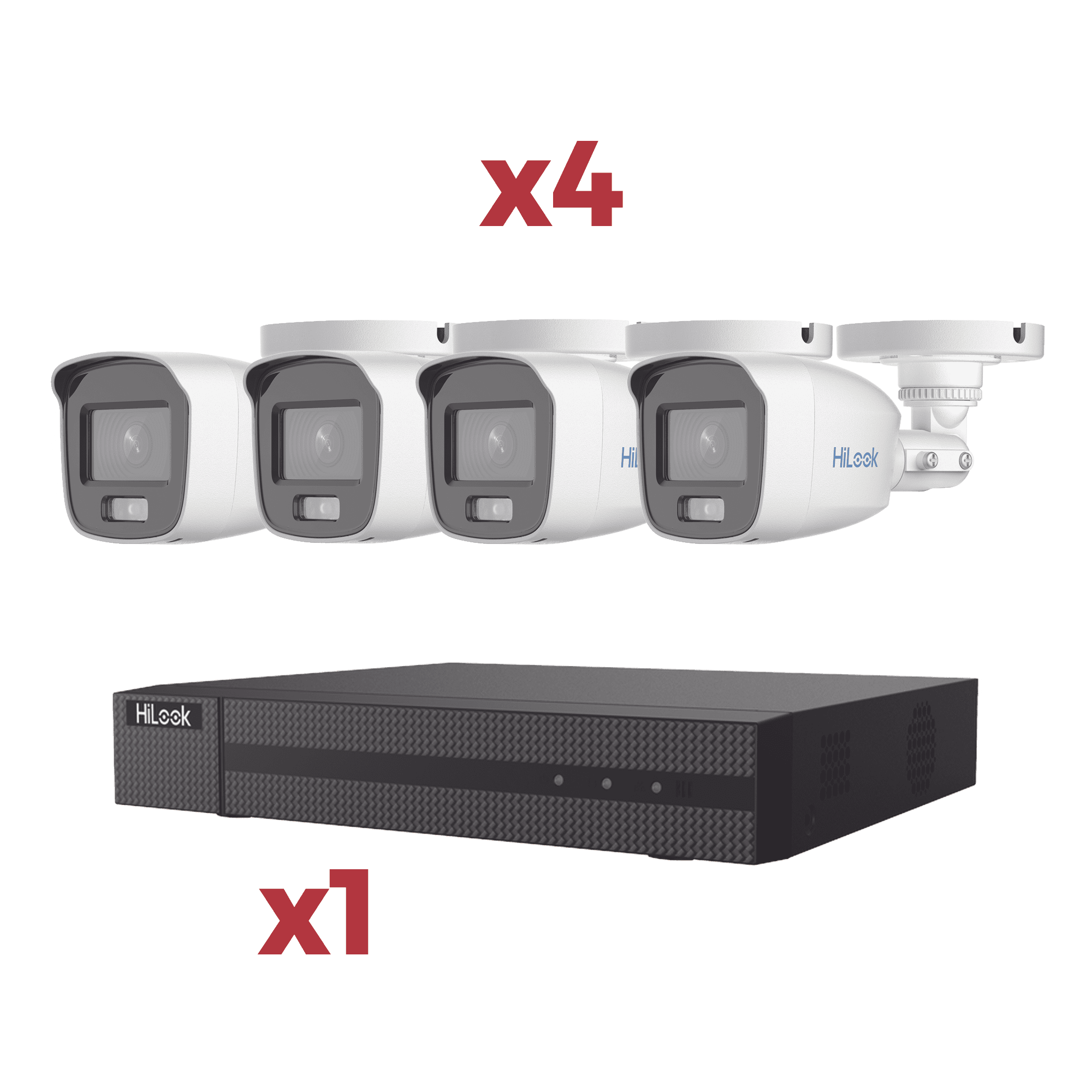 [Kit] DVR 4 Canales TurboHD + 1 Canal IP / 2 Megapixel (1080pLite) / AcuSense Lite / Audio por coaxitron / 1 Bahia de disco duro / 4 Cámaras 2 Megapixel tipo Bala / ColorVu Lite + Microfono Integrado HL-24B-KIT