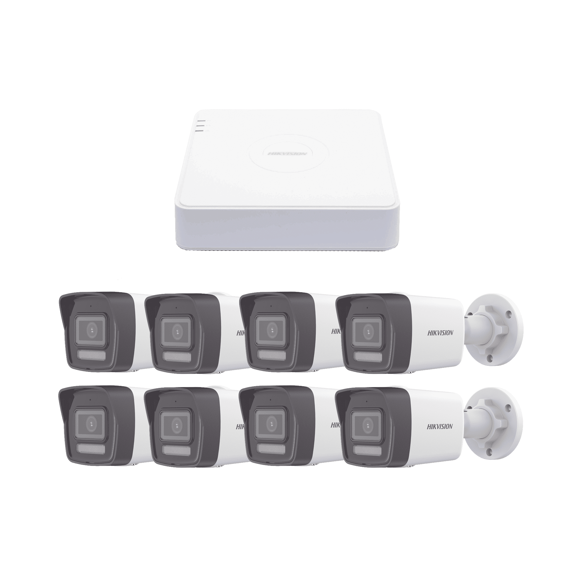 Kit IP 1080p (2 Megapixel) / NVR de 8 Canales con 8 Puertos PoE / 8 Cámaras IP Bala ColorVu Lite y ACUSENSE Lite / Micrófono Integrado KIPCV2M/8B