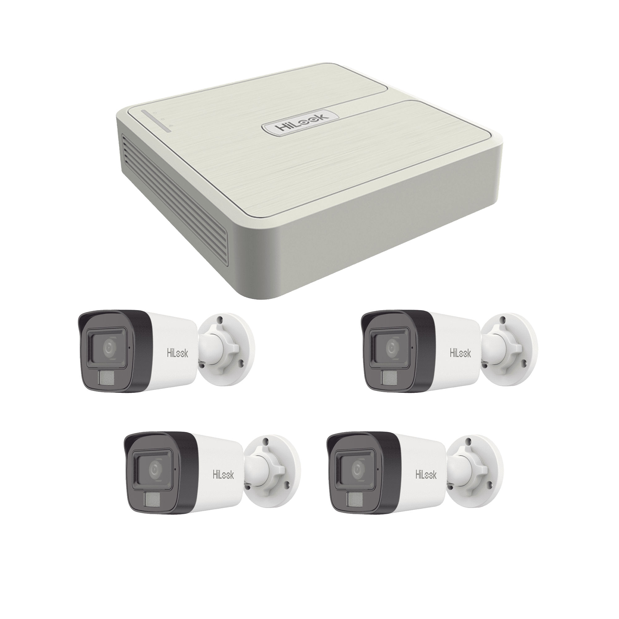 Kit IP 4 Megapixel / NVR de 4 Canales con 4 Puertos PoE / 4 Cámaras IP Dual Light con Micrófono Integrado / Bala para Exterior KIP4MP/4B