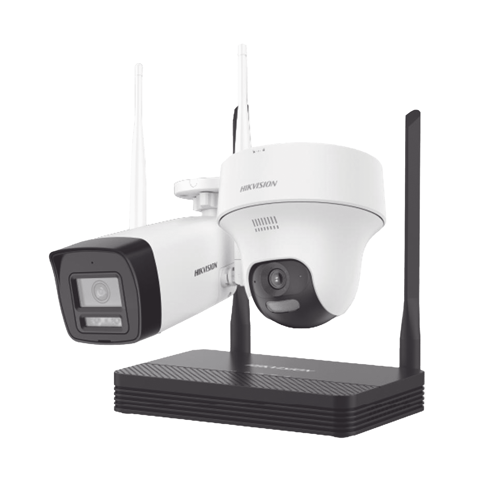 Kit IP Inalámbrico 4 Megapixel / NVS 4 Canales / 1 Cámara Bala Exterior + 1 Cámara Turret Interior con Lente 2.8 mm y Dual Light / Audio Bidireccional (Micrófono y Bocina) / Soporta Micro SD de 512 GB NKS424W02H