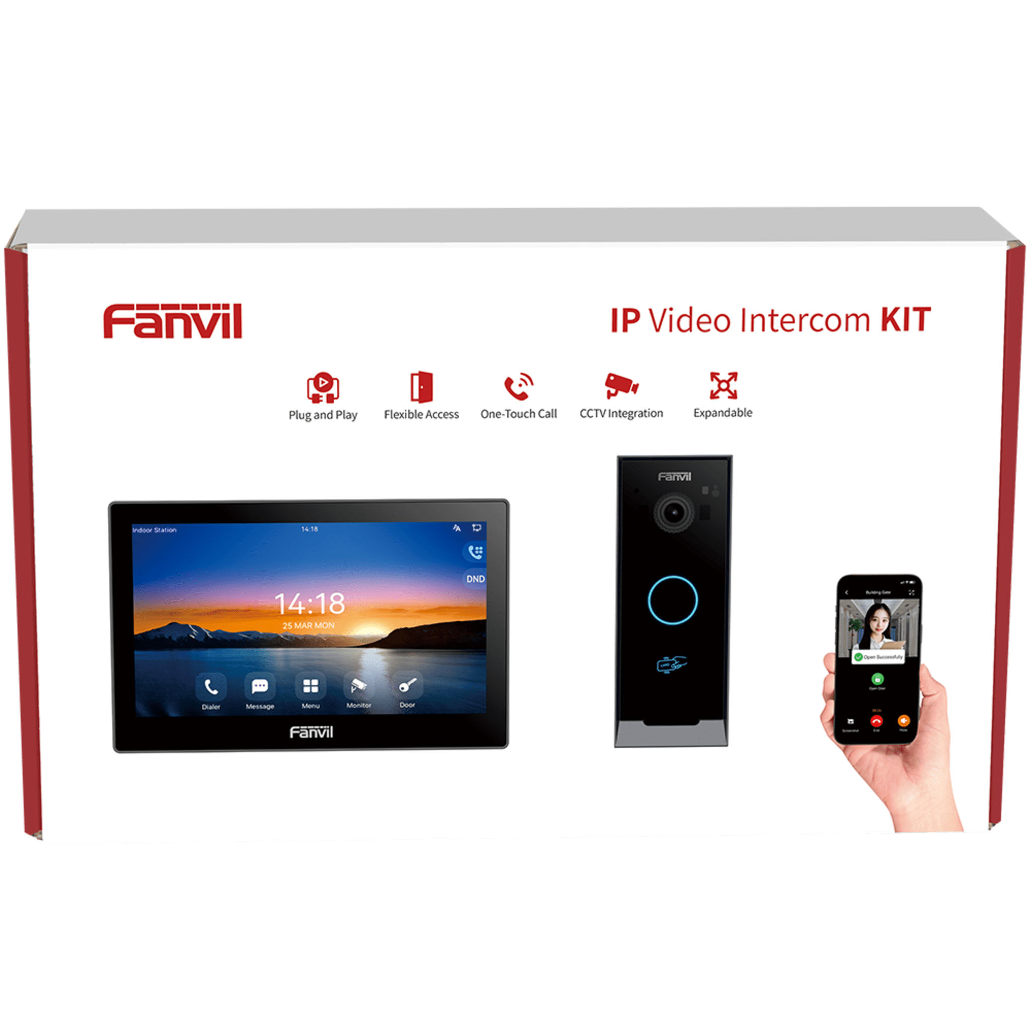 Kit Videoportero IP Fanvil VIK-01, Estación Interior SIP i504W + Frente de Calle i60, Llamadas HD, Desbloqueo Remoto, App Fanvil Link, Wi-Fi 2.4G/5G, PoE VIK-01