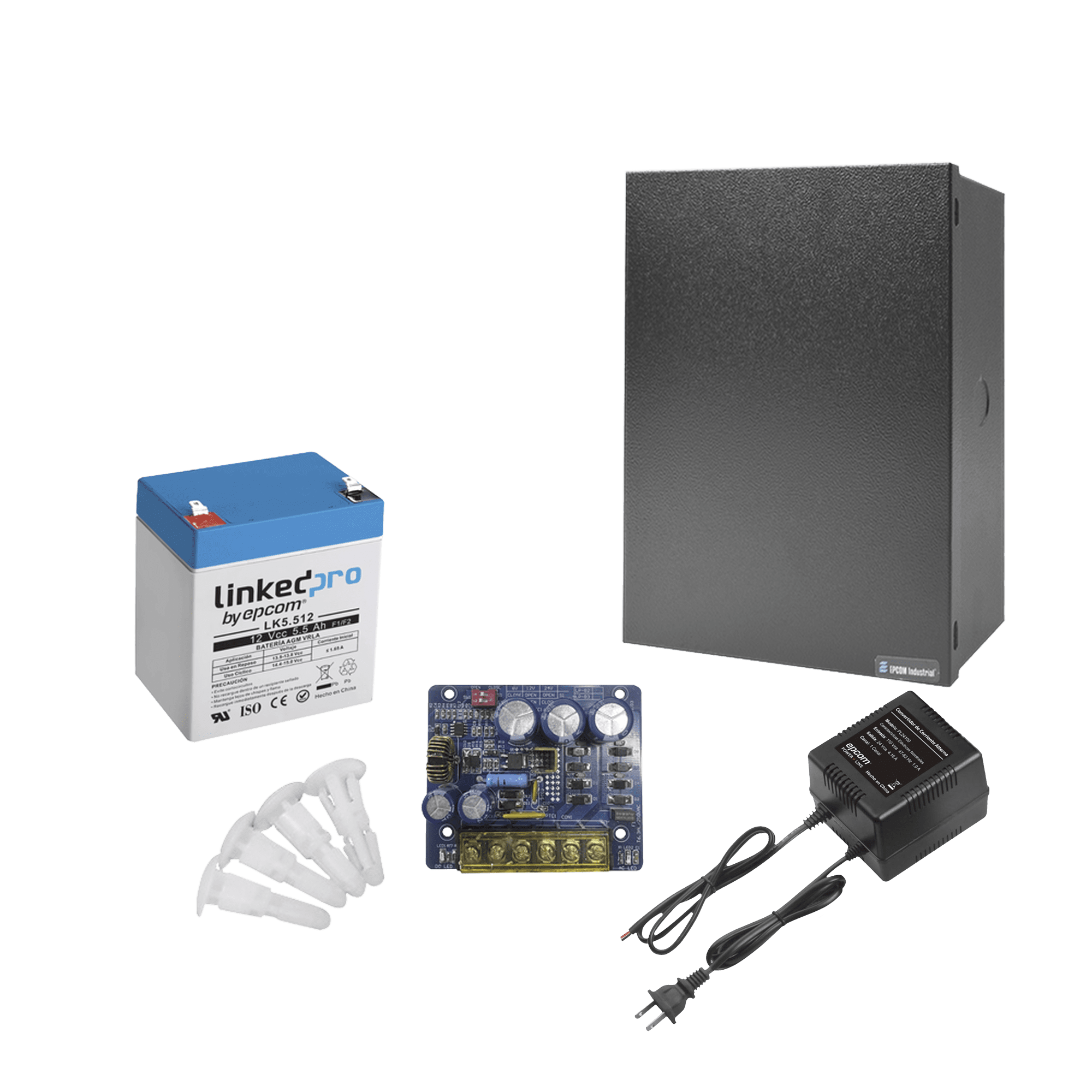 Kit con fuente PLB3 con salida de 12 Vcc a 4 Amper, incluye transformador y batería de 12 V a  5.5 Amper KIT16B3LK5