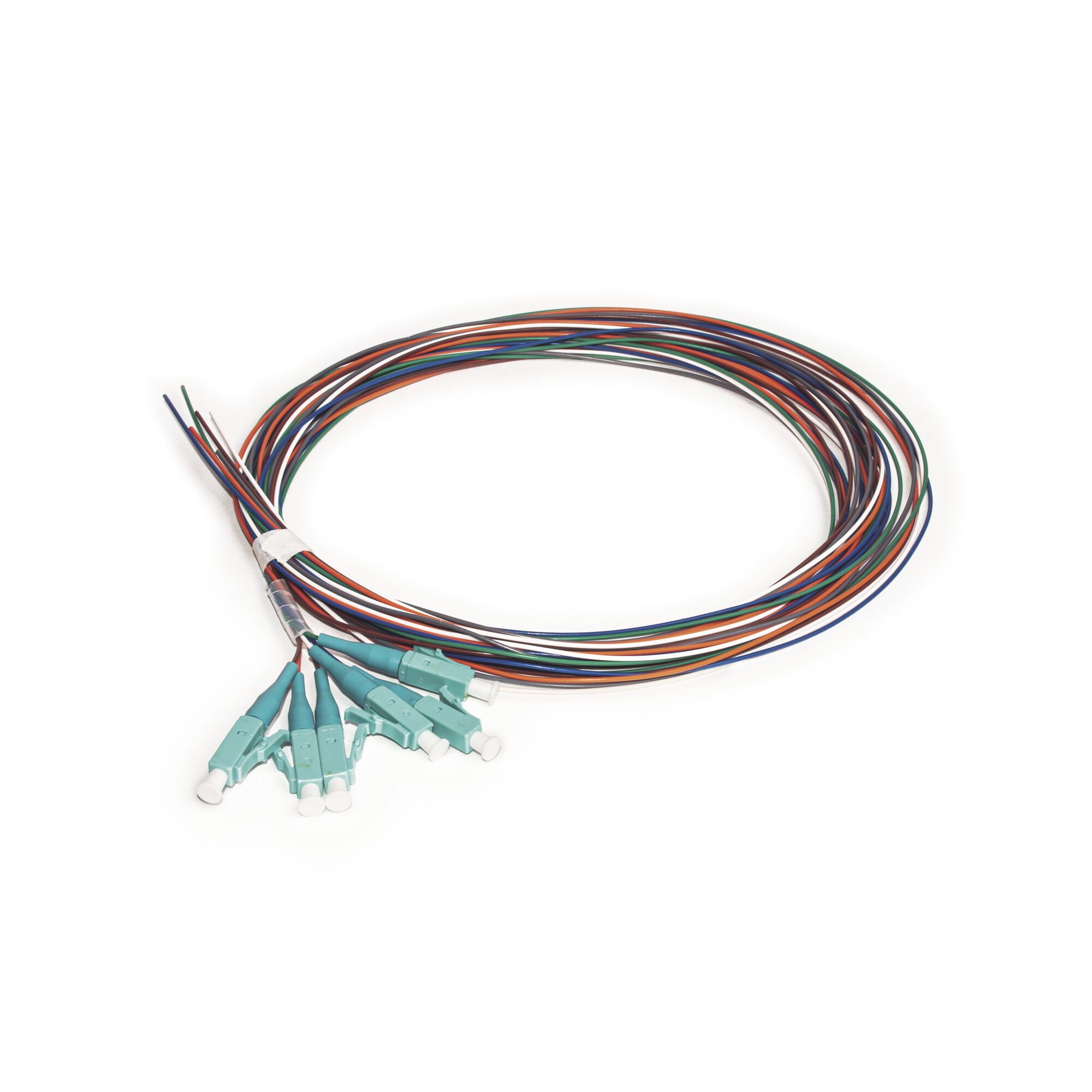 Kit de 6 Pigtails LC Multimodo OM3 50/125, conectores aqua, 2 metros LP-FO-MM-PIG-06-LC