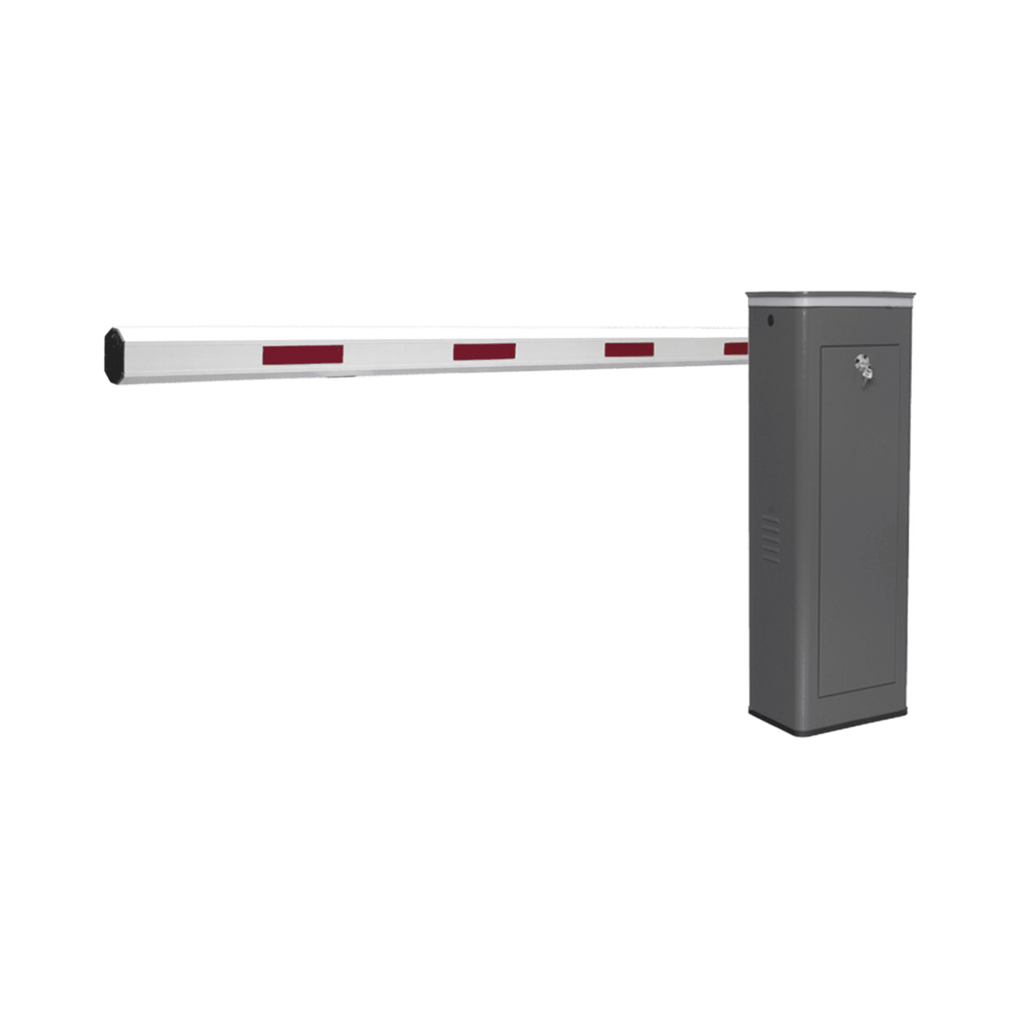 Kit de Barrera Vehicular Izquierda y Brazo de 3 Metros / Finales de Carrera Ajustables por Programación / Movimiento Fluido / Diseño Elegante Color Gris / Con Corona Led Semaforizada KT-XBF-LB