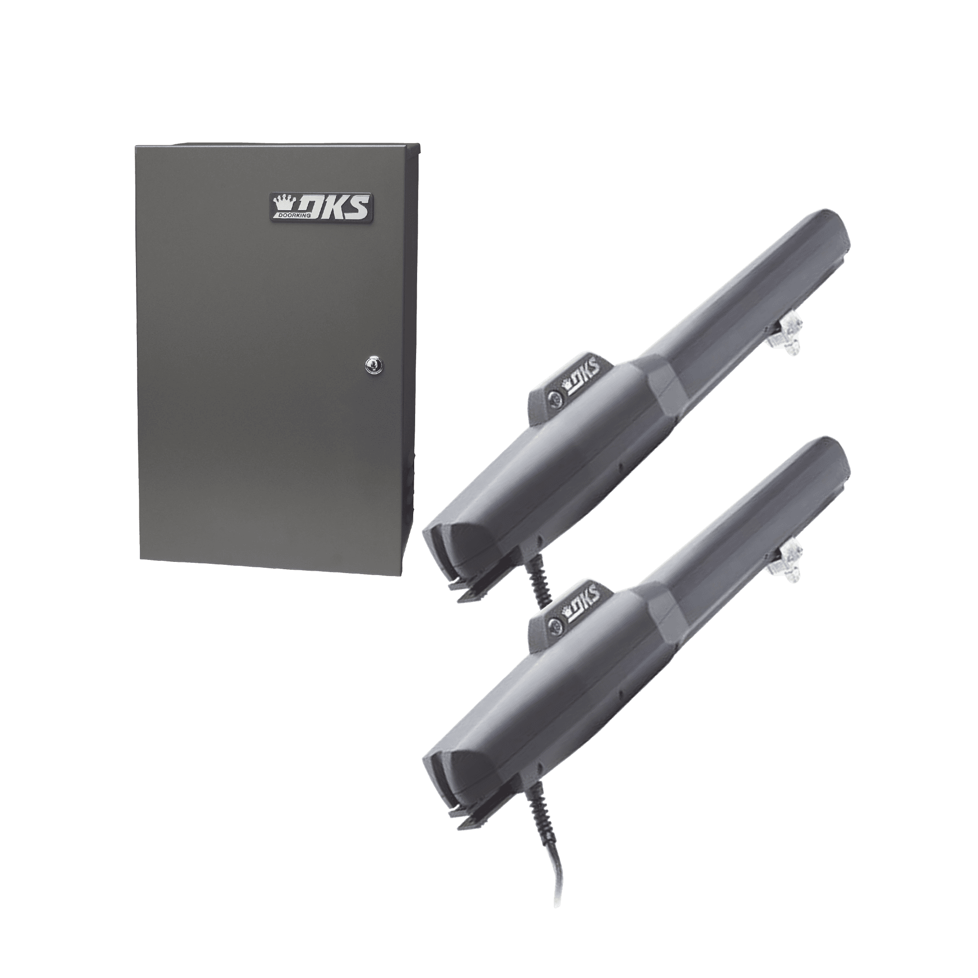 Kit de Operadores Abatibles 6006 de Doorking / Para Puertas de Hasta 5.5 Metros  / Soporta Respaldo de Baterias KIT-6006-DKS