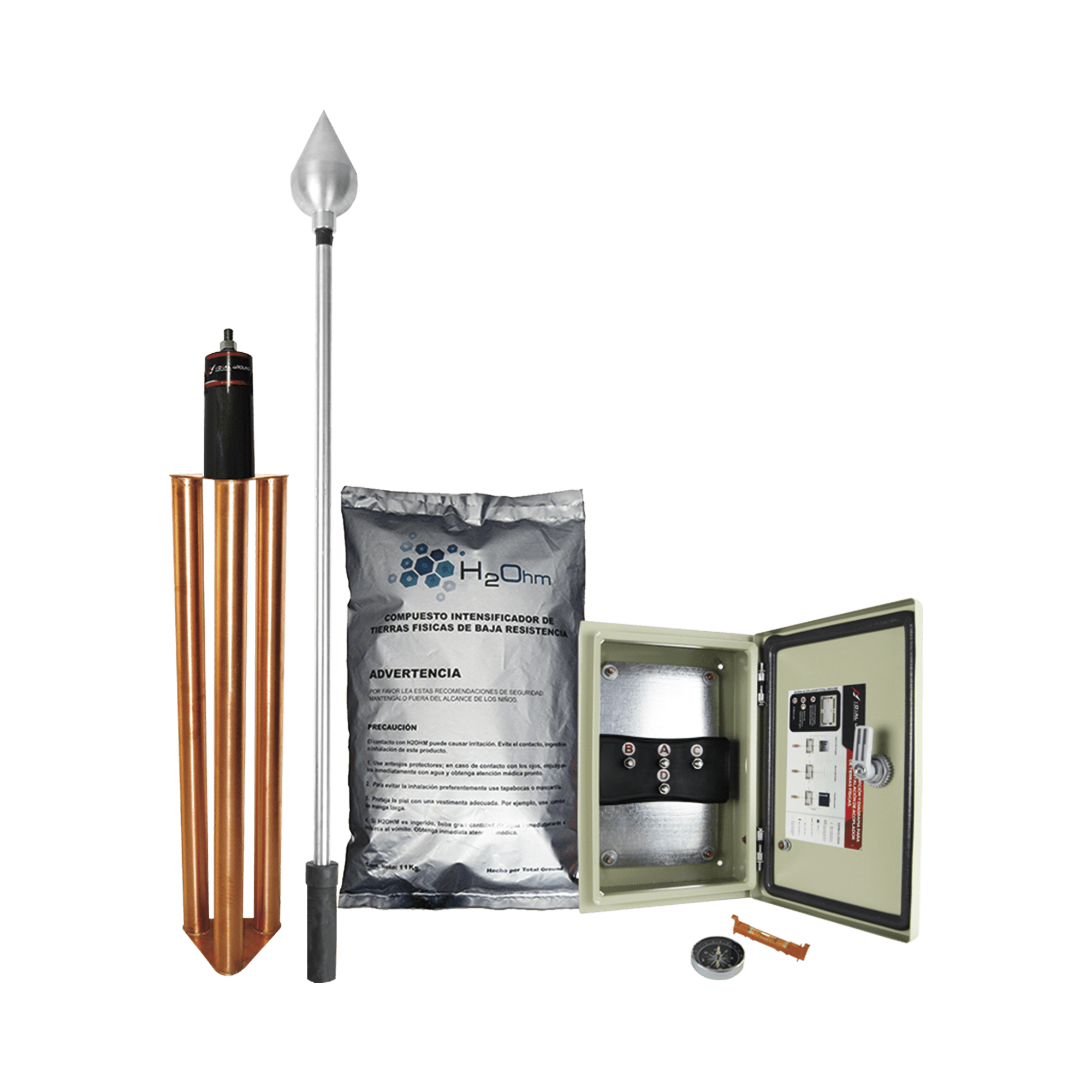 Kit de Pararrayo con Punta en Acero Inoxidable con Diámetro de Protección de 160 metros. KDA-01-INOX