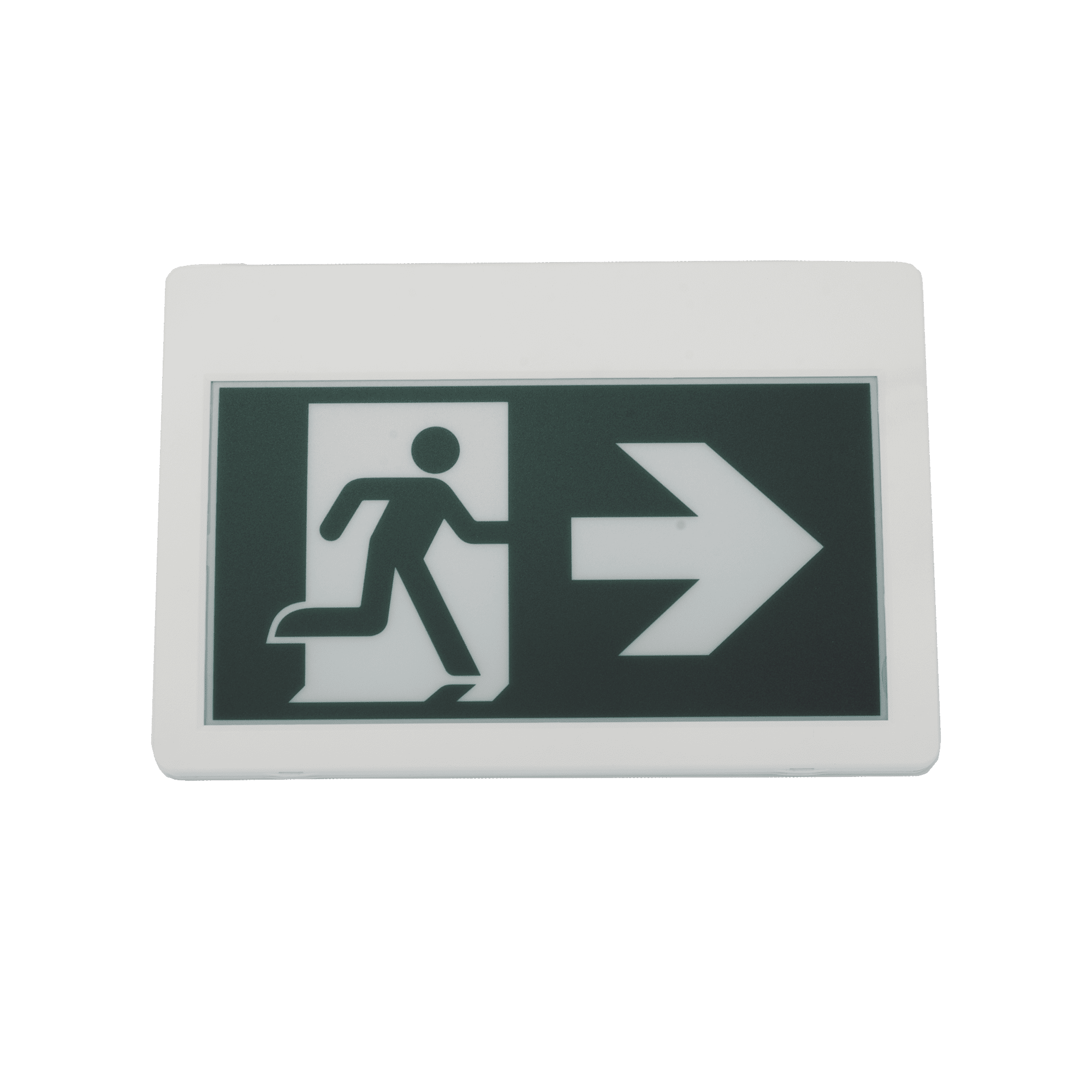 Letrero LED de Señalización de salida "Hombre Corriendo"/ Alto brillo / Uso en pared, lateral o techo / Batería de Respaldo Incluida con hasta 120 minutos de duracion SF800MW