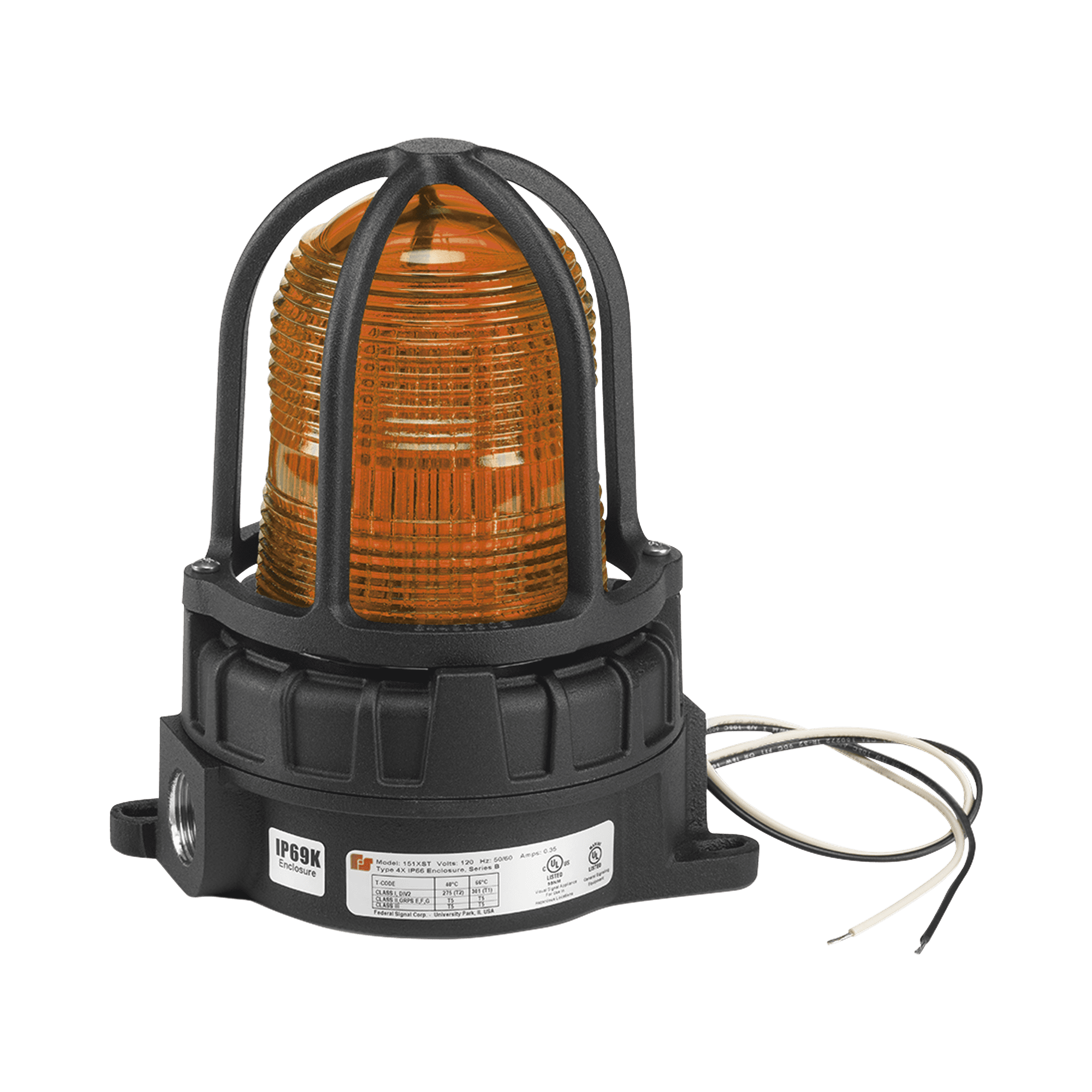 Luz de advertencia LED para ubicaciones peligrosas, montaje para superficies, 24 VCD, color Ámbar 191XLS-024-A
