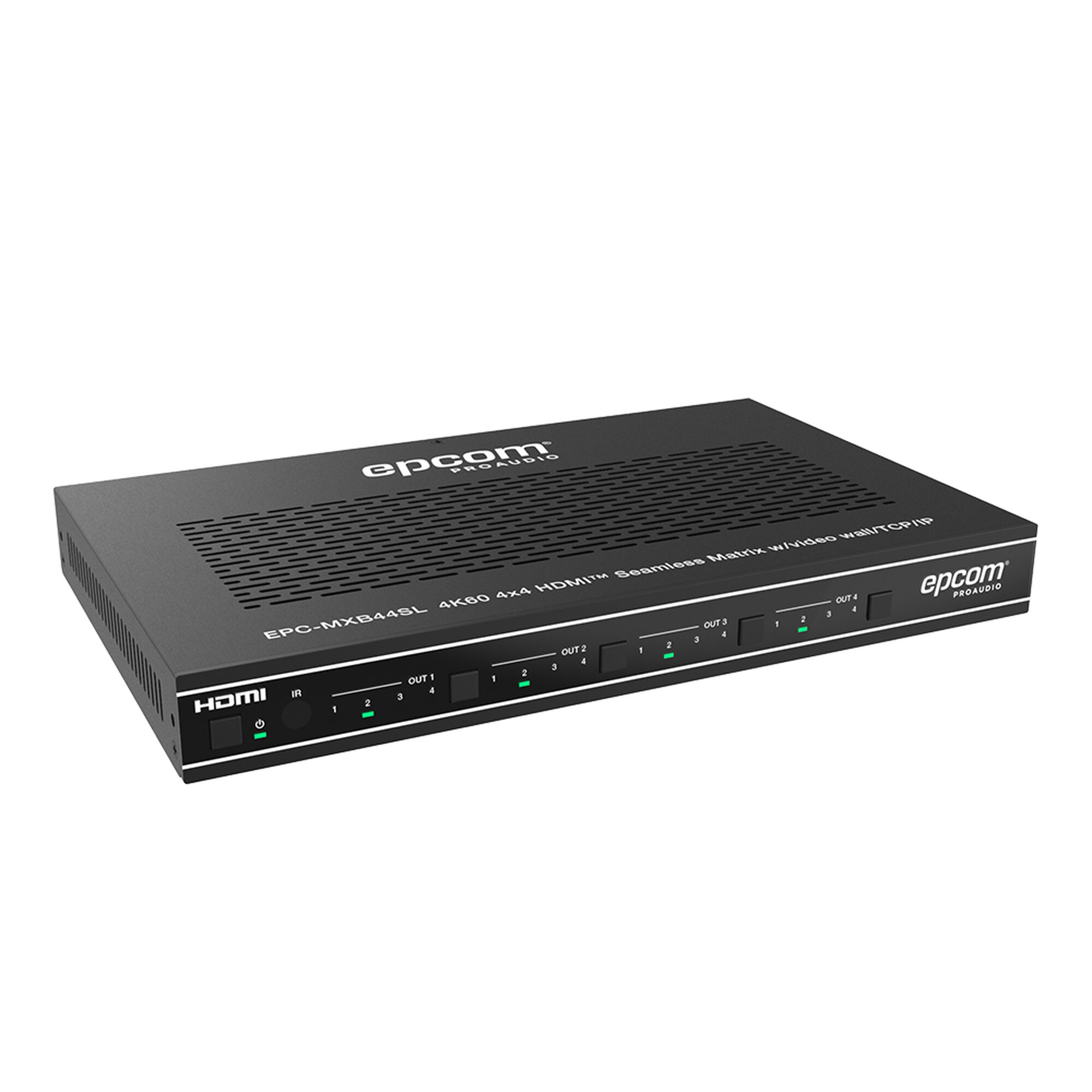 Matriz HDMI 4×4 | Video Wall | Seamless Switch | 10 Modos de Visualización |  4K@60Hz 4:4:4 | HDMI 2.0b y HDCP 2.2 | Control vía Web, IR, RS-232 y TCP/IP EPC-MXB44SL