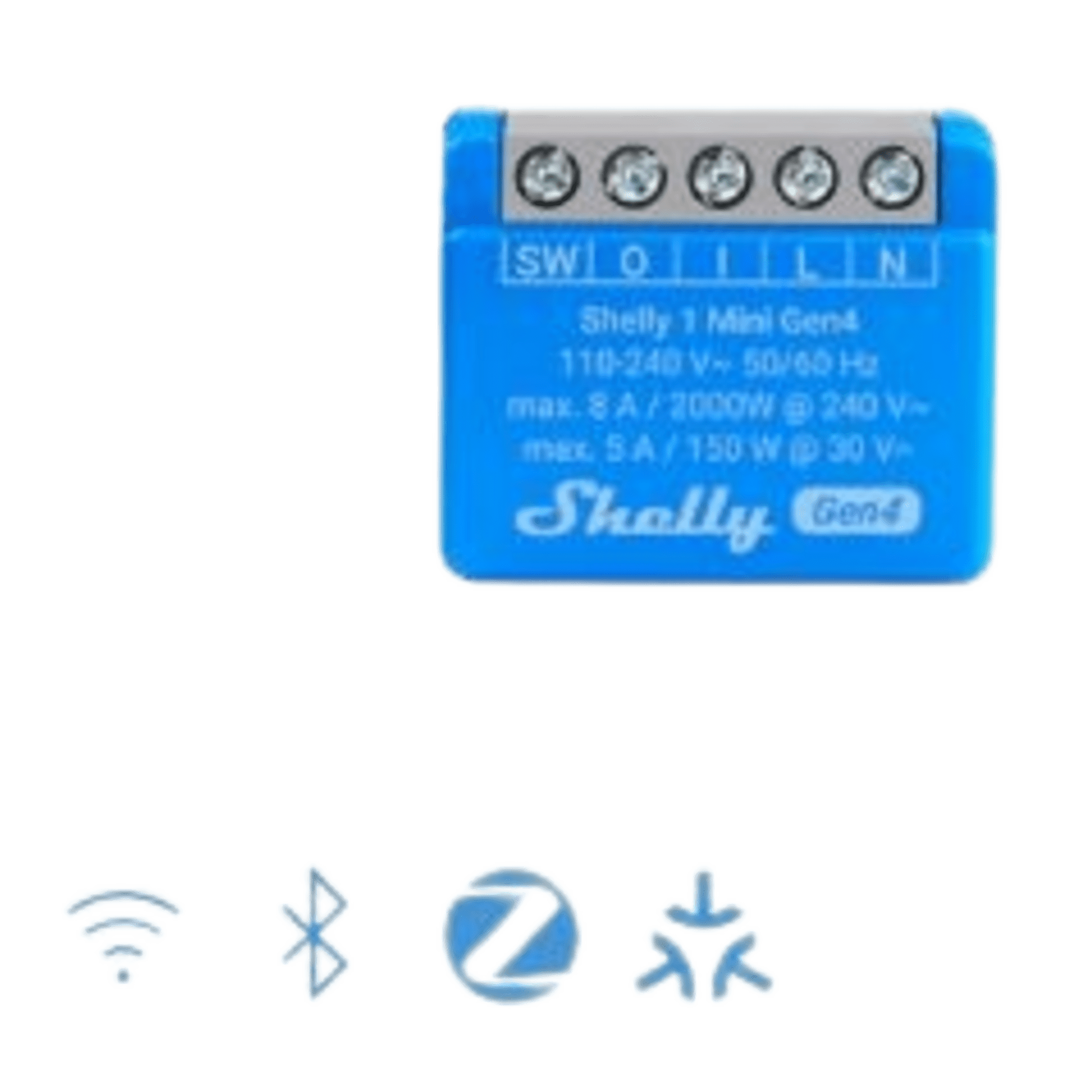 Mini Interruptor inteligente con Wi-Fi 2.4 / contacto seco /1 canal 8A, 110 - 240V / compatible con asistentes de voz SHELLY1MINIGEN4
