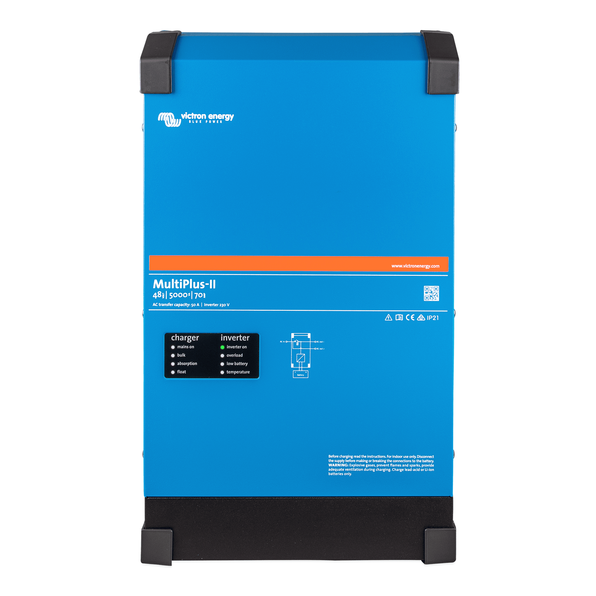 MultiPlus-II 48/5000/70-95 / Inversor Cargador de Onda Pura / Sello UL / Entrada 48 Vcc / Salida 4000 W 120 Vca  60 Hz MPII48/5000UL