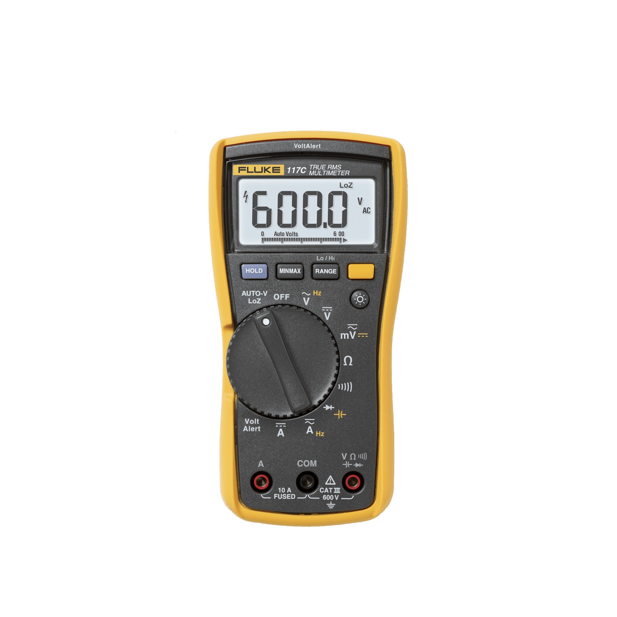 Multímetro Digital para Electricista, con Detector de Voltaje sin Contacto, Uso con Voltaje Máximo de 600 V, Pantalla LED Retroiluminada FLUKE-117