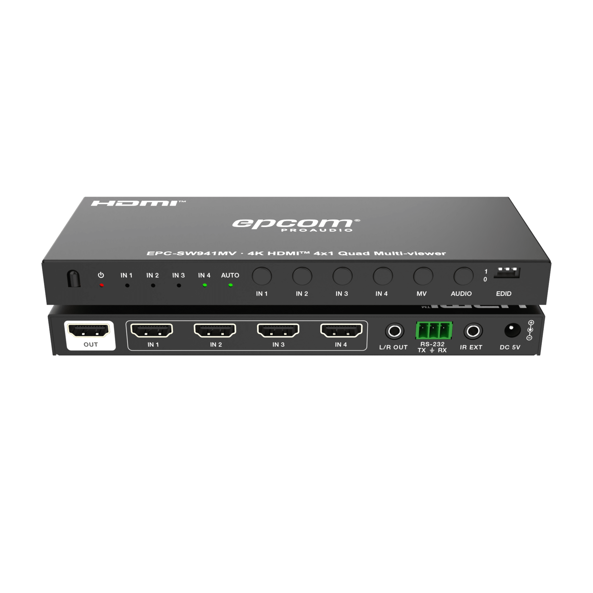 Multivisor HDMI 4x1 | 4K@30Hz | Vista Cuádruple | Cambio Automático/Manual | Control IR EPC-SW941MV